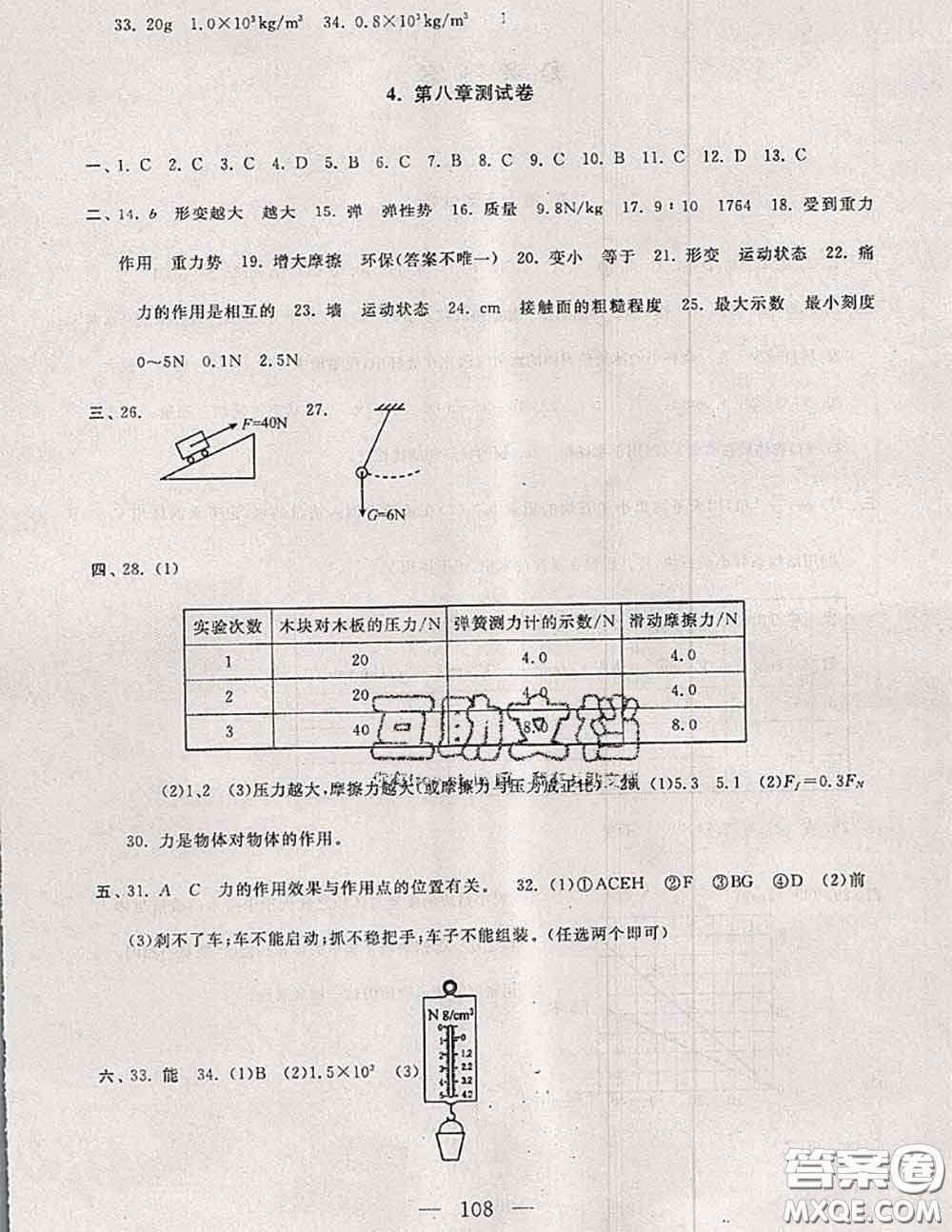 2020新版啟東黃岡大試卷八年級物理下冊蘇科版答案