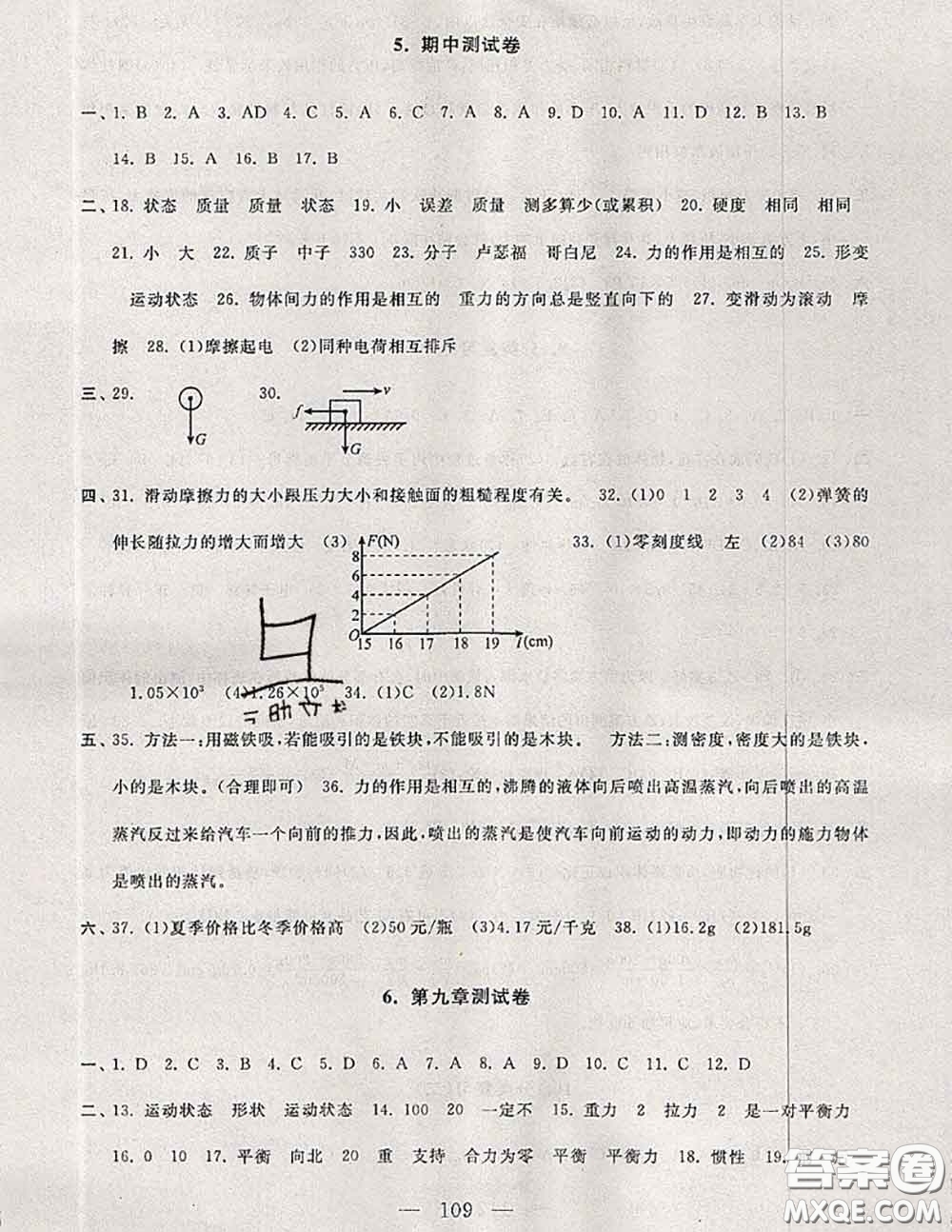 2020新版啟東黃岡大試卷八年級物理下冊蘇科版答案