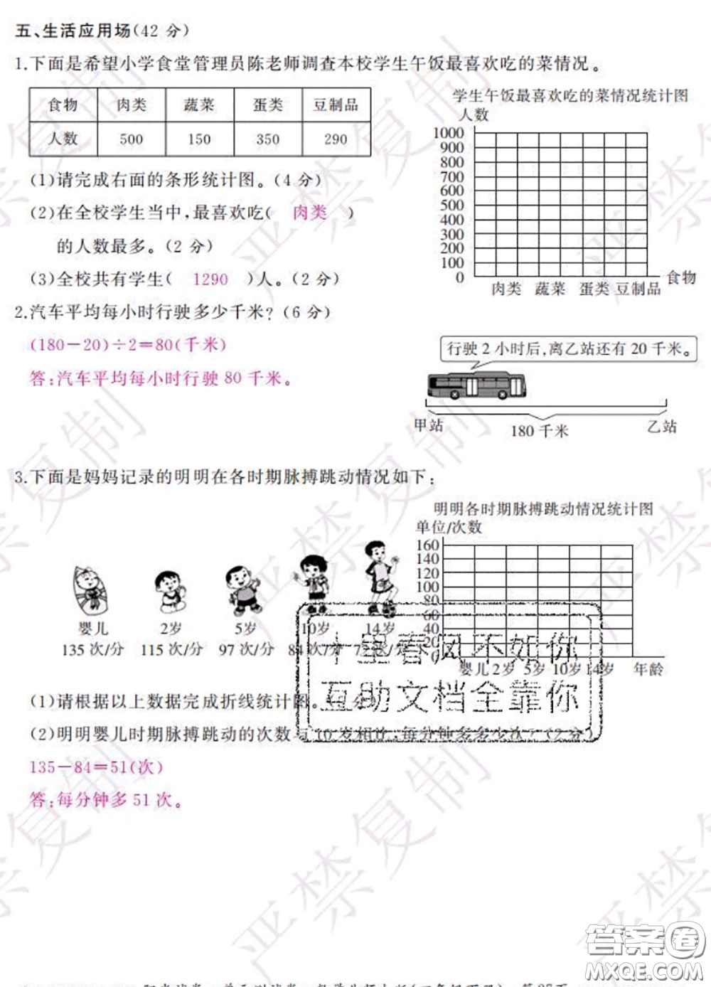 2020春陽(yáng)光試卷單元測(cè)試卷四年級(jí)數(shù)學(xué)下冊(cè)北師版答案