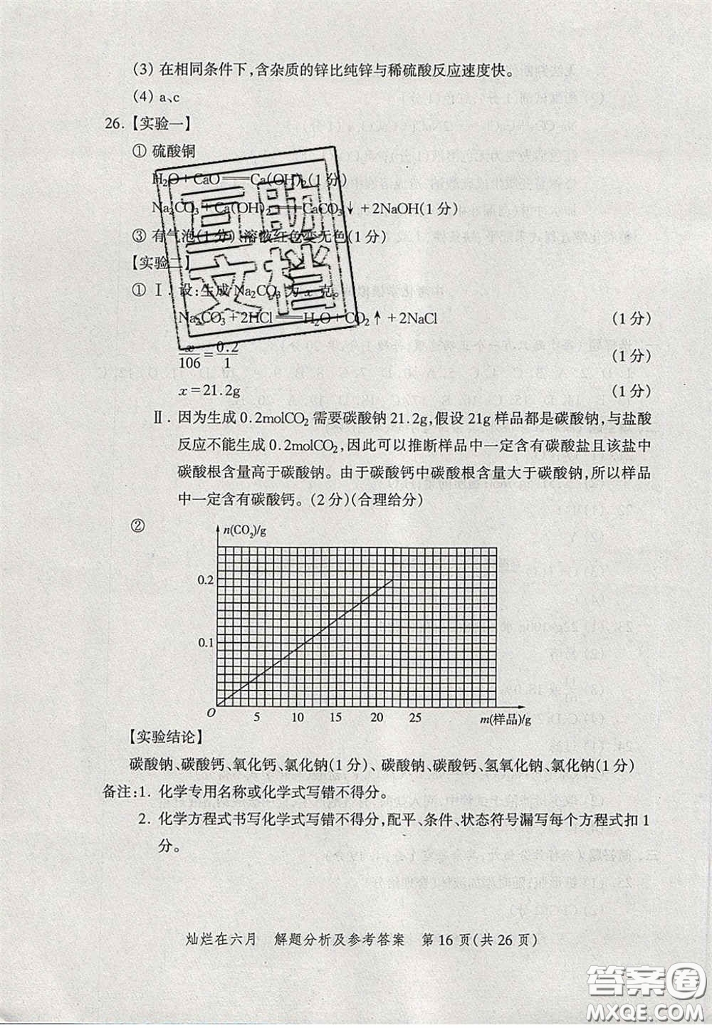 2020燦爛在六月化學(xué)答案