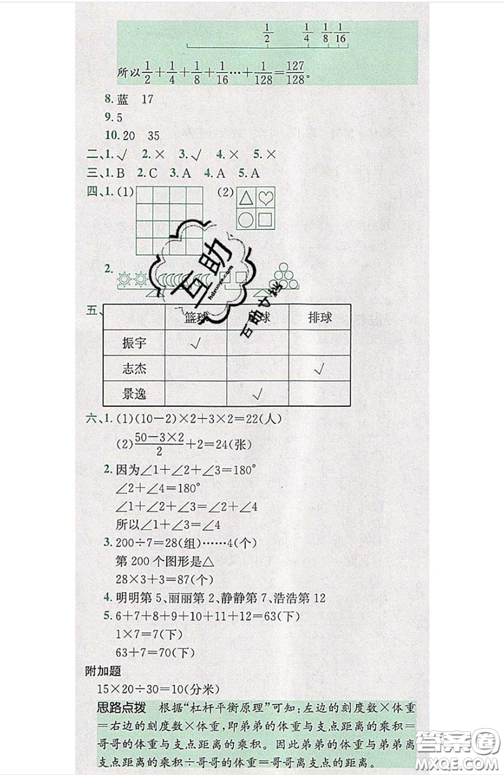 江西高校出版社2020春小卷霸六年級數(shù)學(xué)下冊人教版答案