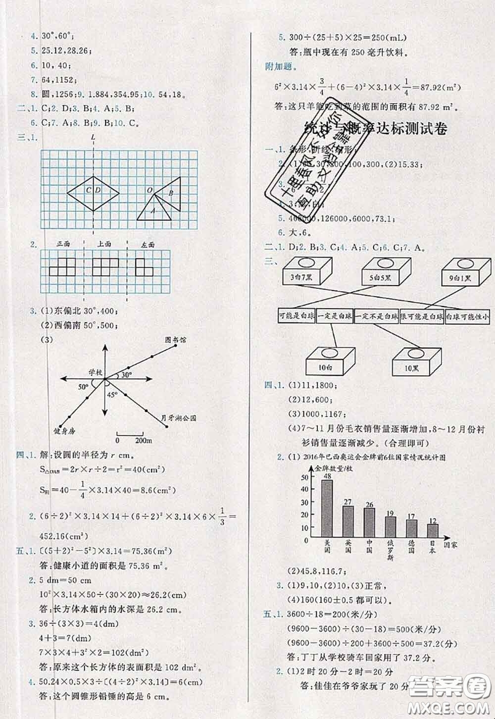 2020新版學(xué)而思基本功全優(yōu)試卷六年級(jí)數(shù)學(xué)下冊(cè)人教版答案