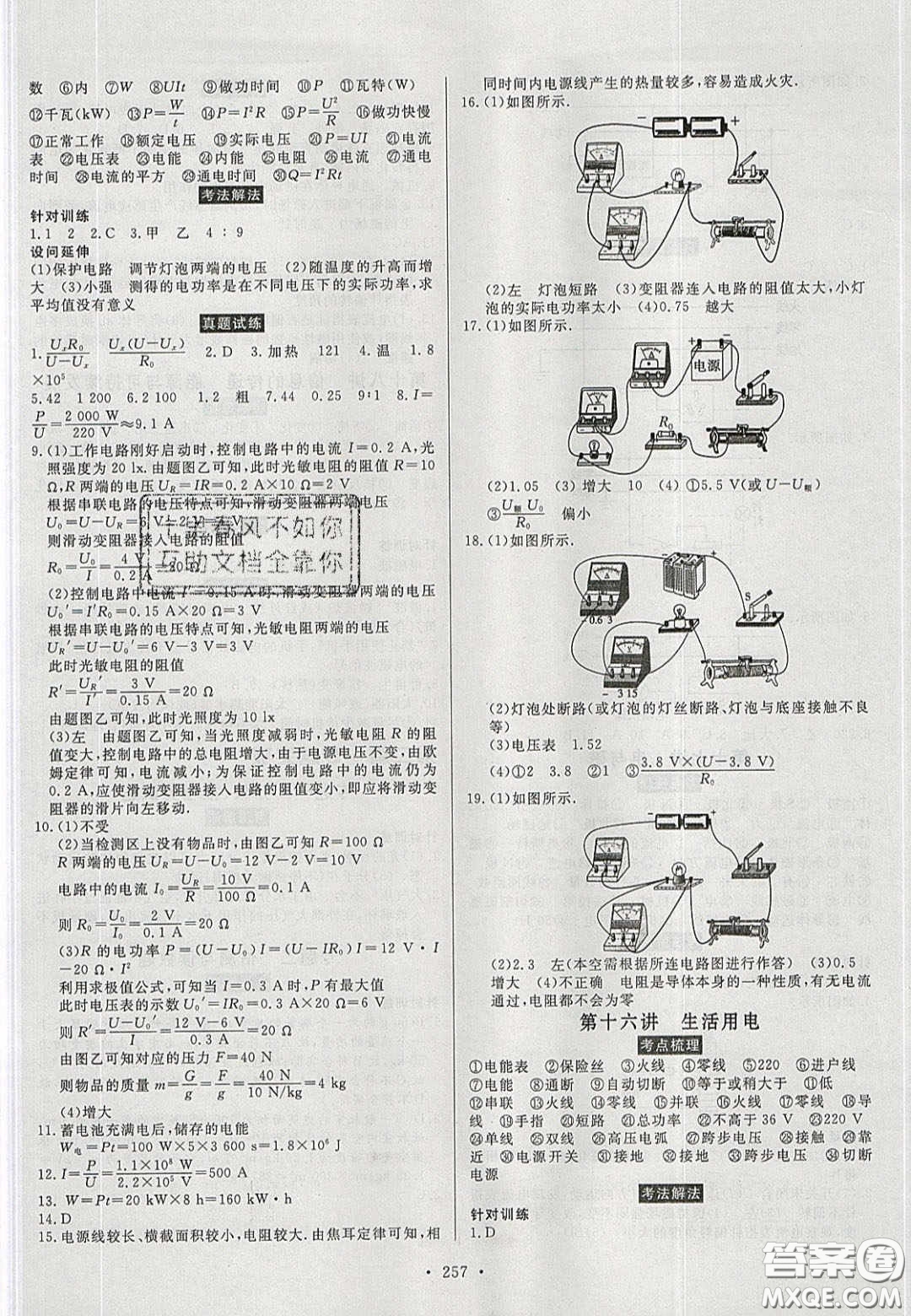 2020年河南中考風向標初中總復習物理答案