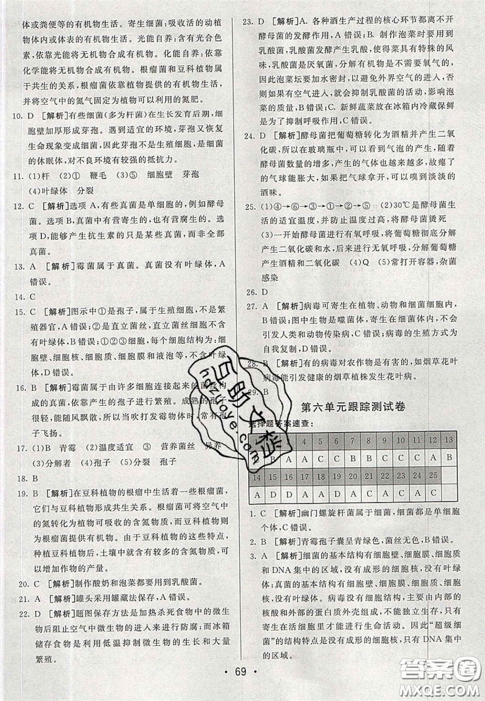 2020期末考向標(biāo)海淀新編跟蹤突破測(cè)試卷七年級(jí)生物下冊(cè)魯科版答案