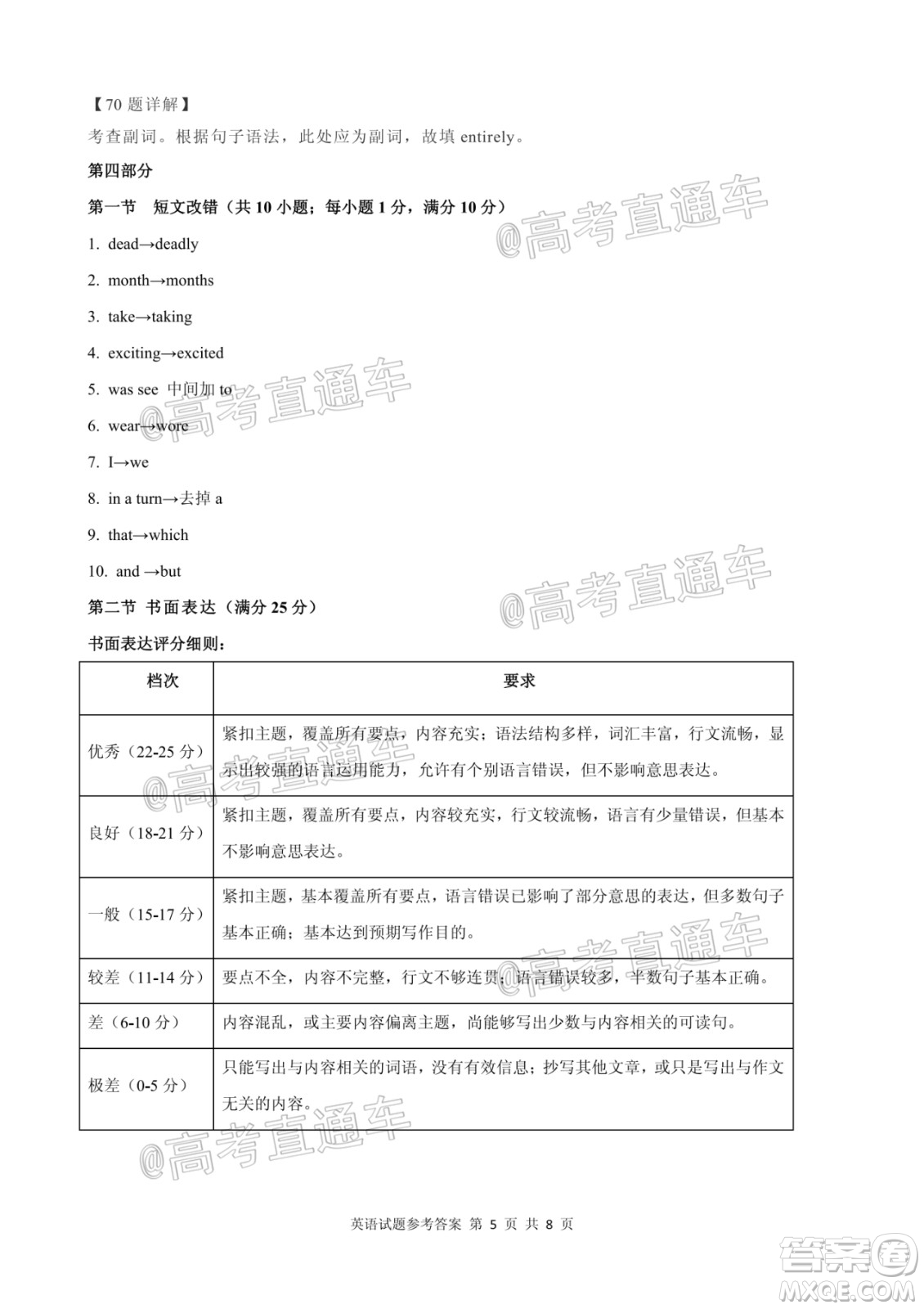 合肥一中2020屆高三最后一卷英語試題及答案