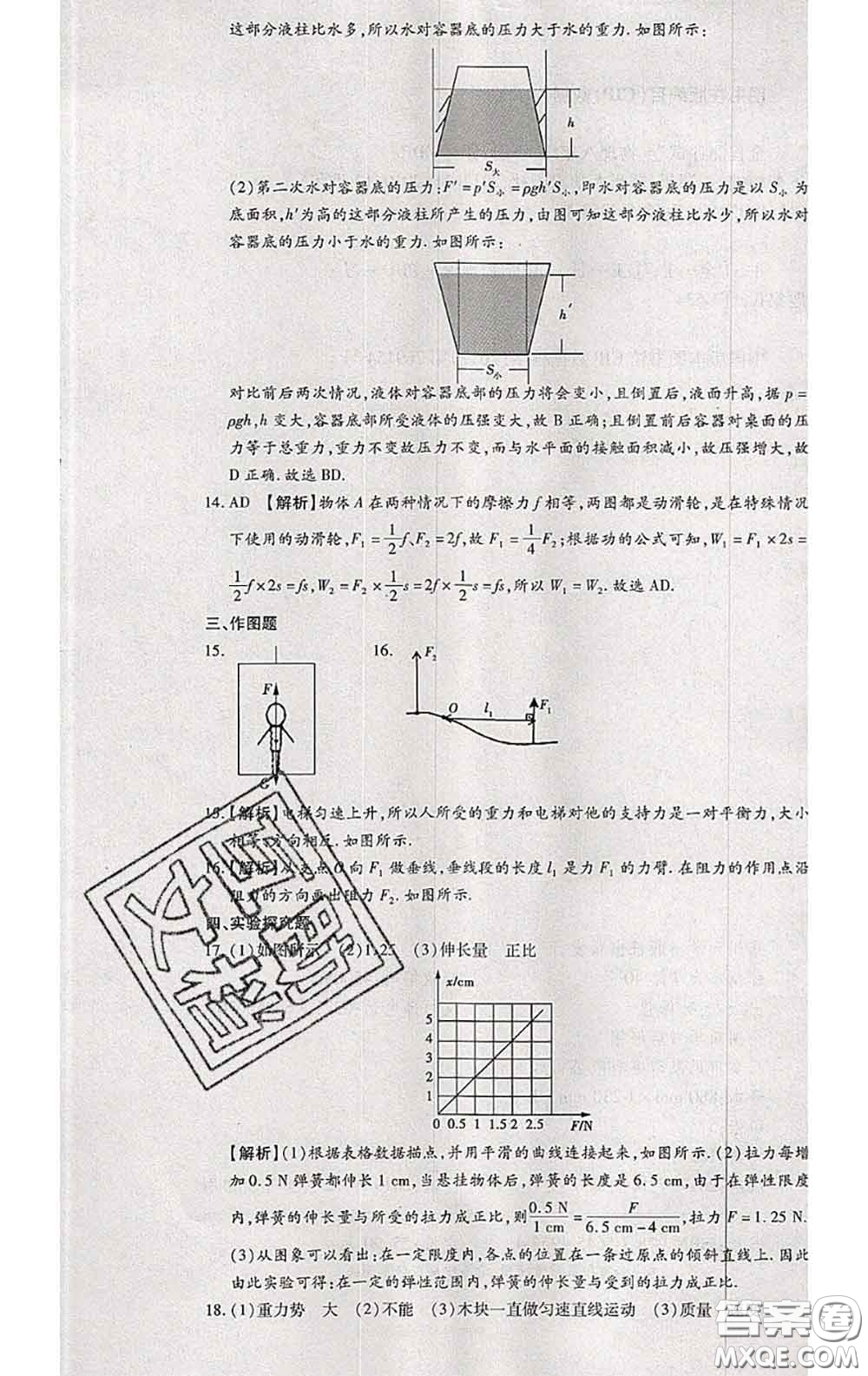 2020春全程測評試卷八年級物理下冊人教版答案