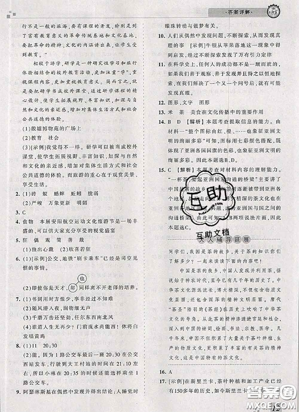 2020年王朝霞各地期末試卷精選六年級語文下冊人教版河南專版答案