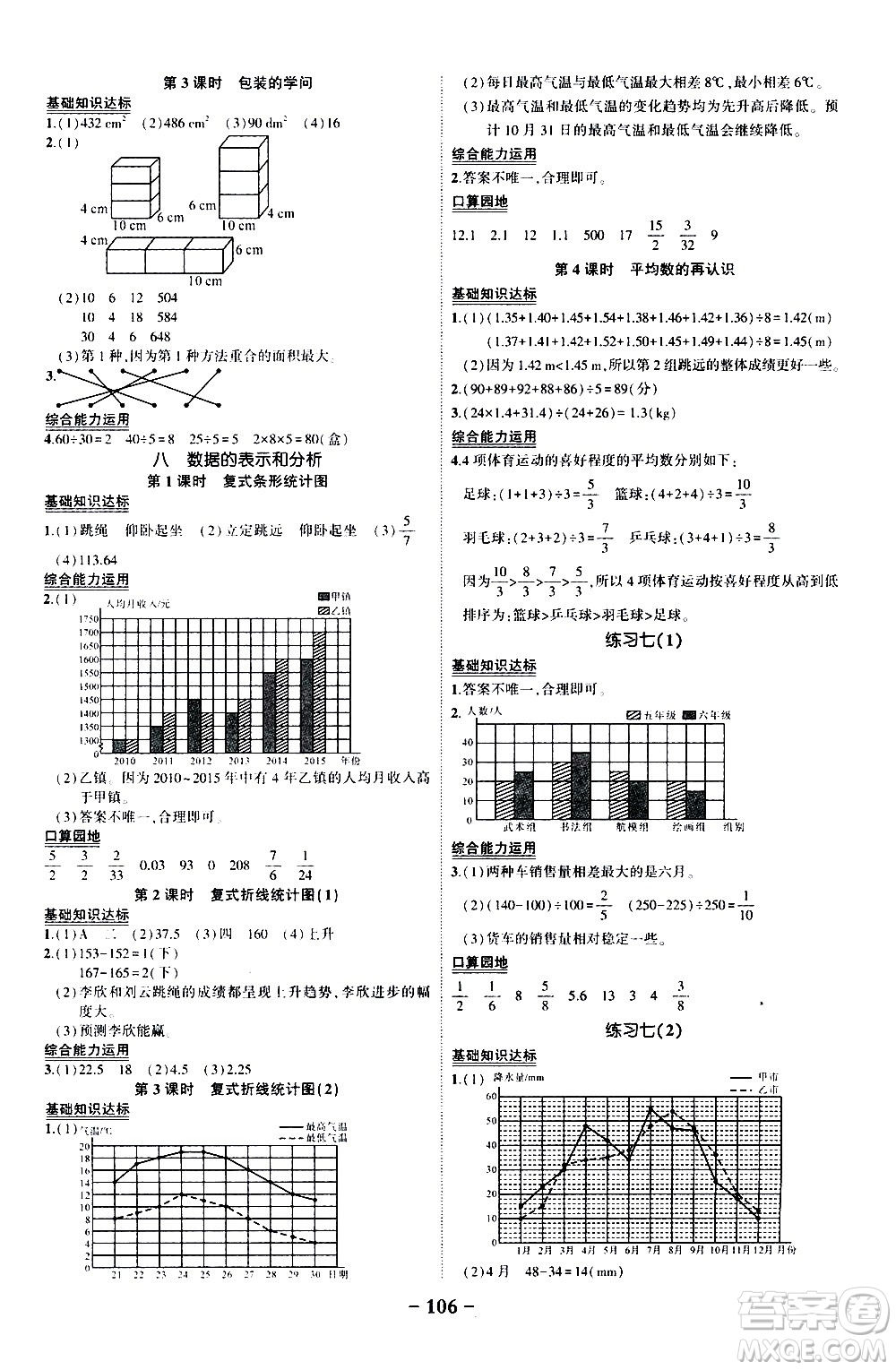 2020年狀元成才路狀元作業(yè)本數(shù)學(xué)五年級下冊北師版參考答案