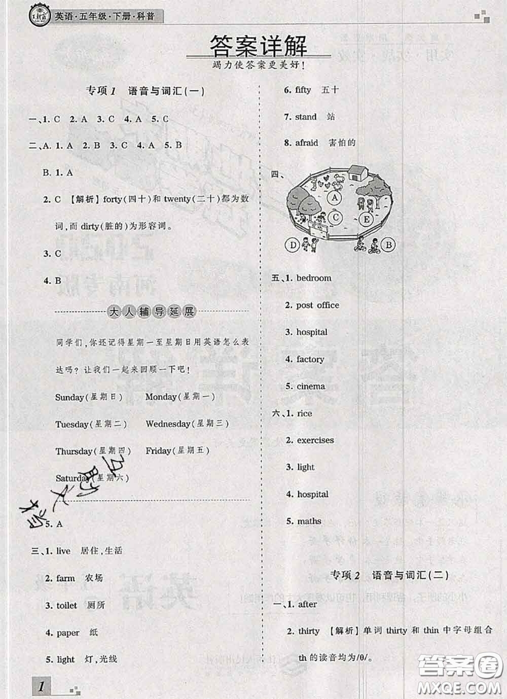 2020年王朝霞各地期末試卷精選五年級(jí)英語下冊(cè)科普版河南專版答案