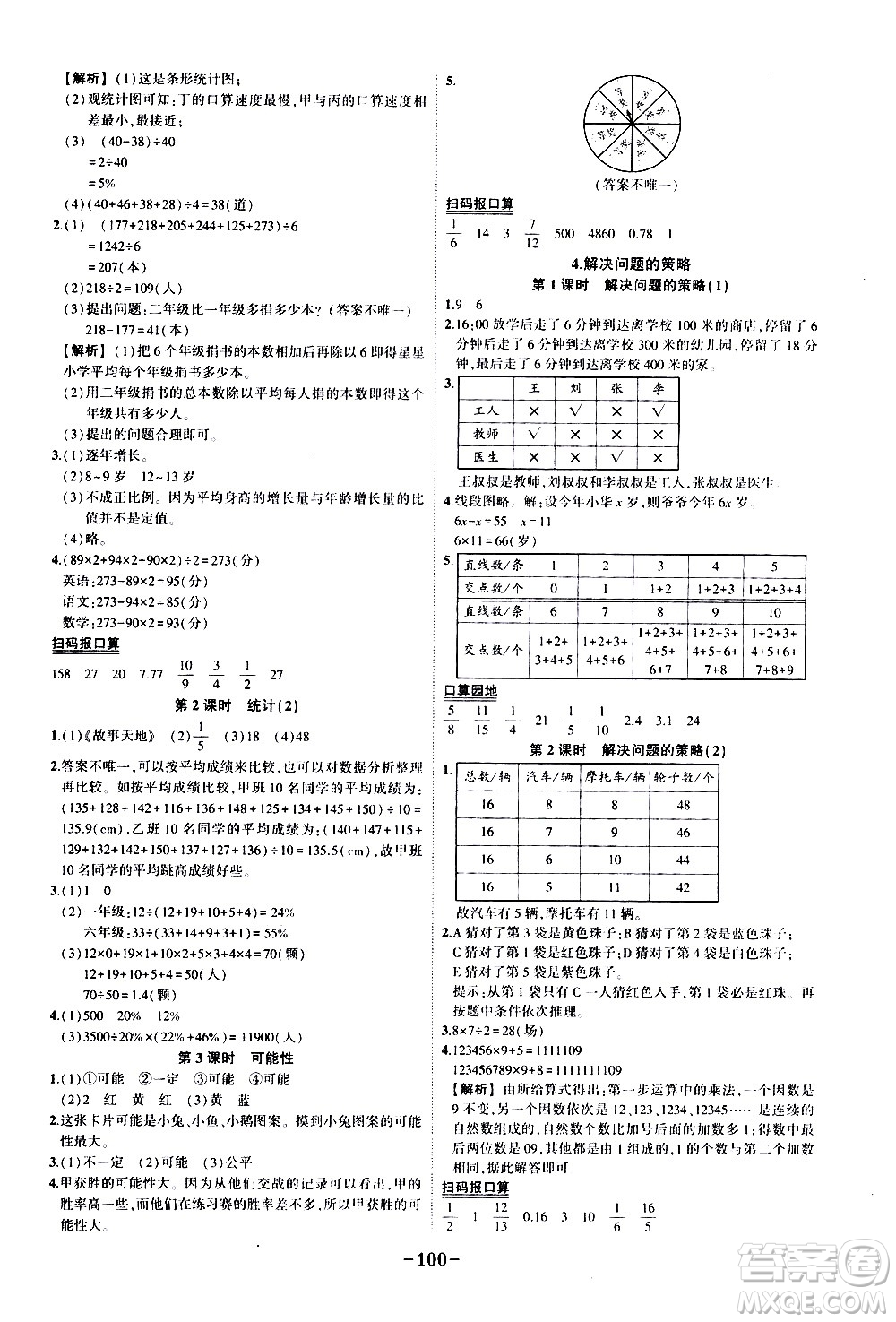 2020年狀元成才路狀元作業(yè)本數(shù)學六年級下冊北師版參考答案