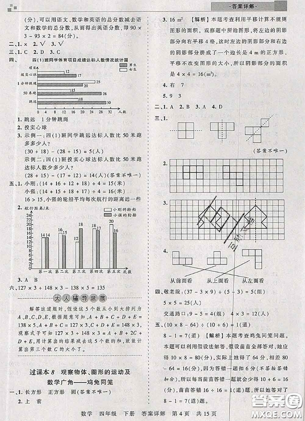 2020年王朝霞各地期末試卷精選四年級數(shù)學下冊人教版湖北專版答案