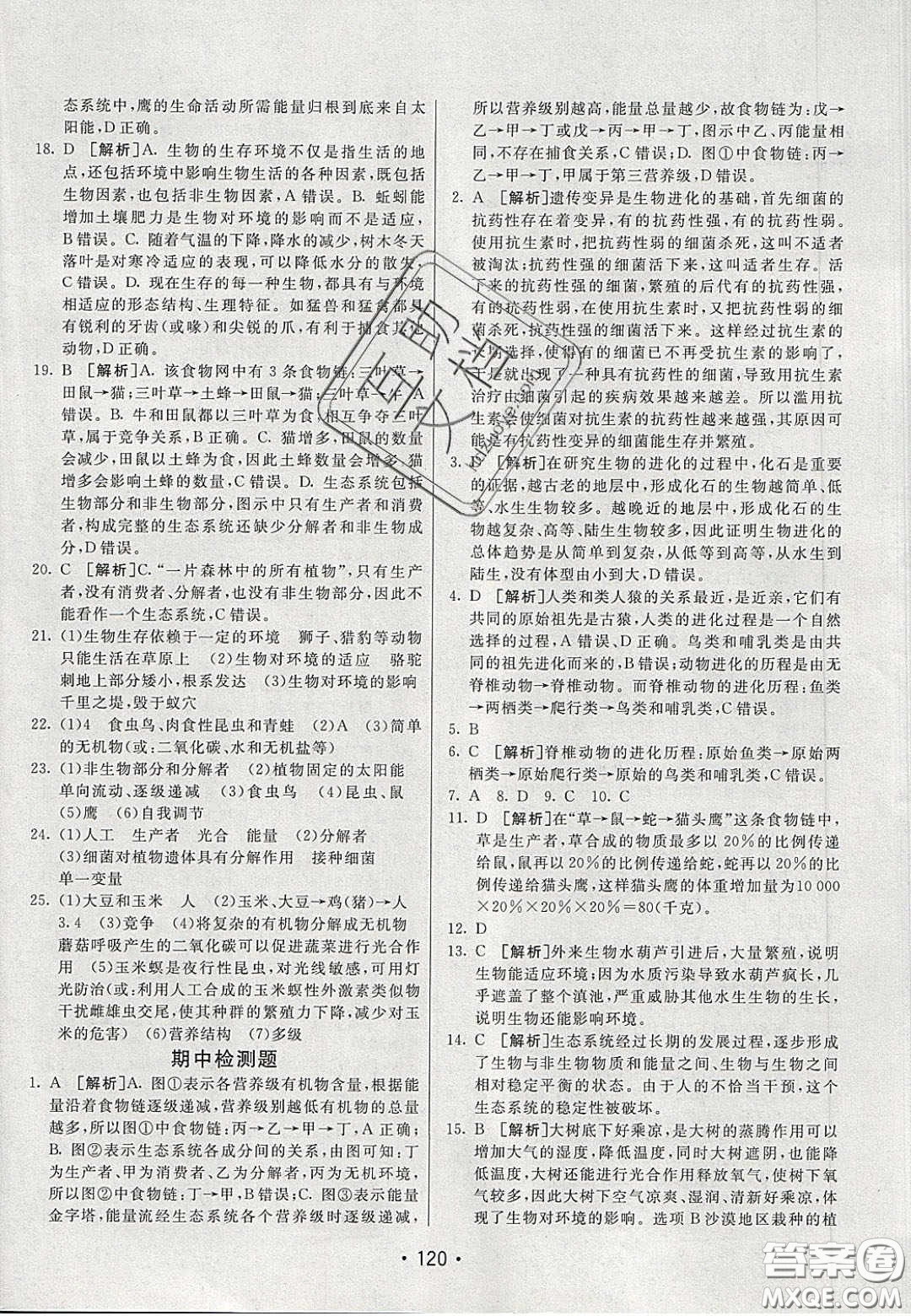 2020年同行學(xué)案學(xué)練測八年級生物下冊人教版答案