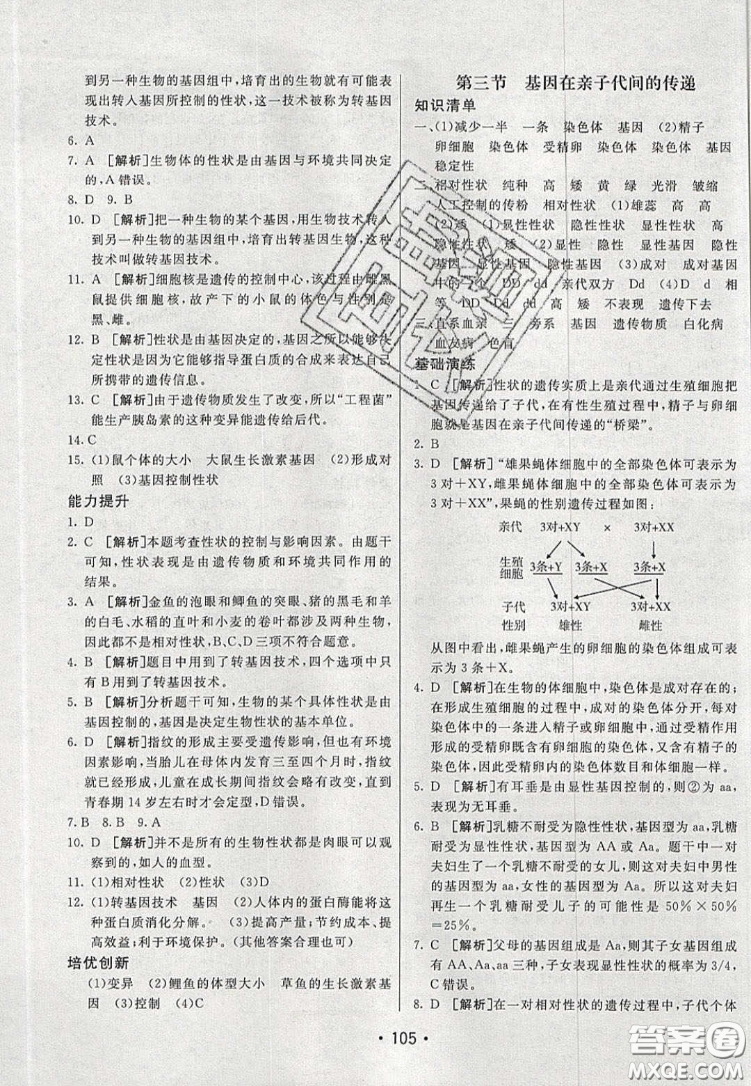 2020年同行學(xué)案學(xué)練測八年級生物下冊魯教版答案