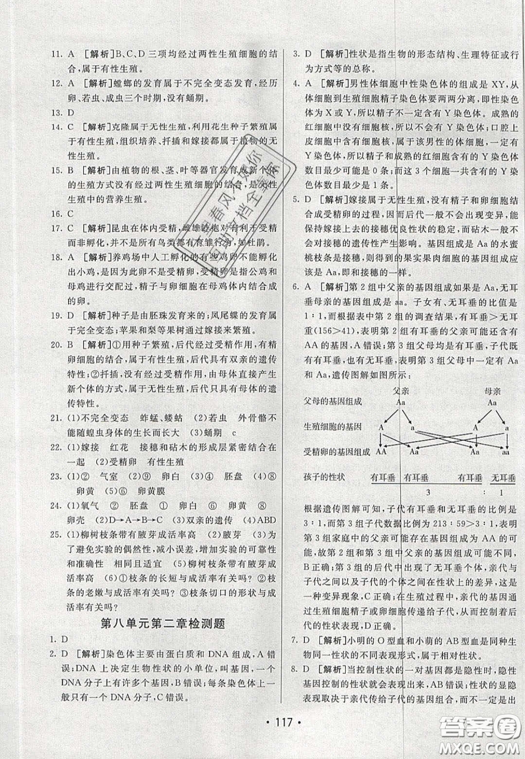 2020年同行學(xué)案學(xué)練測八年級生物下冊魯教版答案