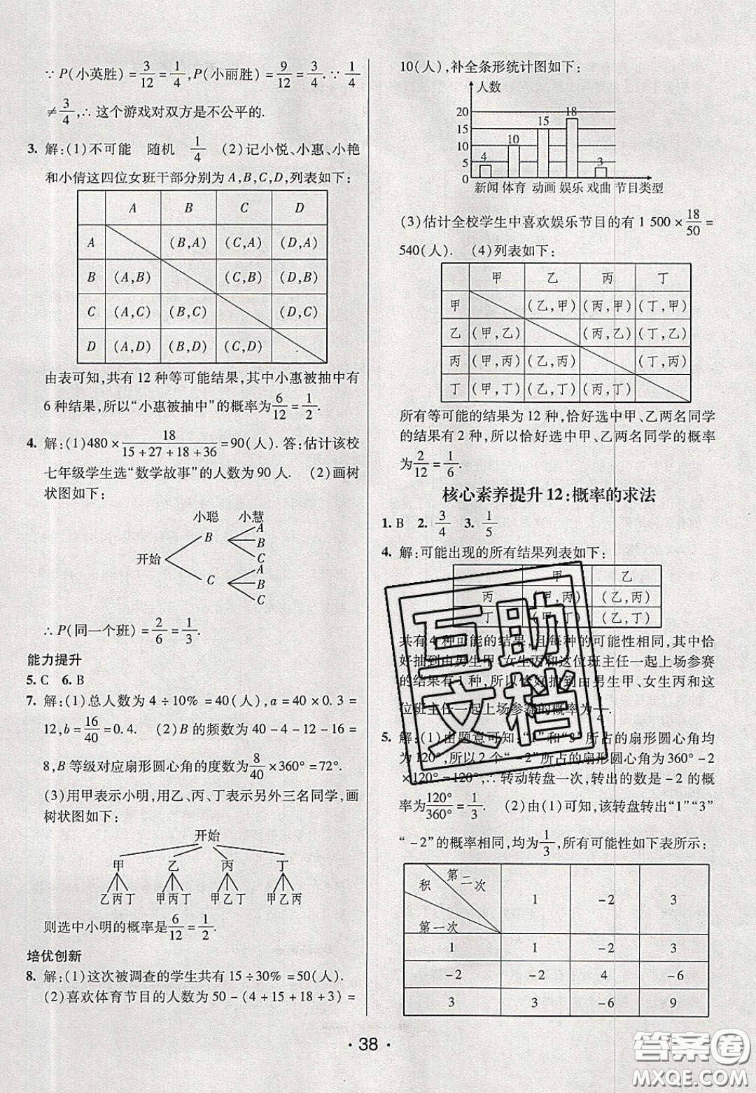 2020年同行學(xué)案學(xué)練測(cè)九年級(jí)數(shù)學(xué)下冊(cè)魯教版煙臺(tái)專版答案