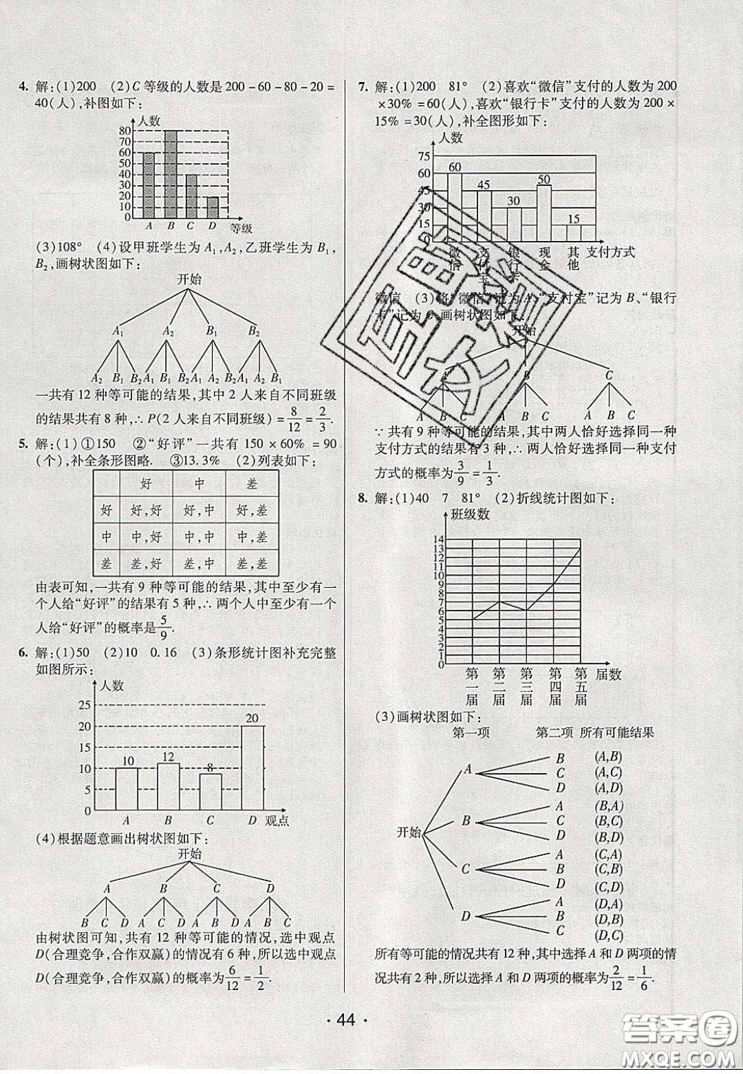 2020年同行學(xué)案學(xué)練測(cè)九年級(jí)數(shù)學(xué)下冊(cè)魯教版煙臺(tái)專版答案