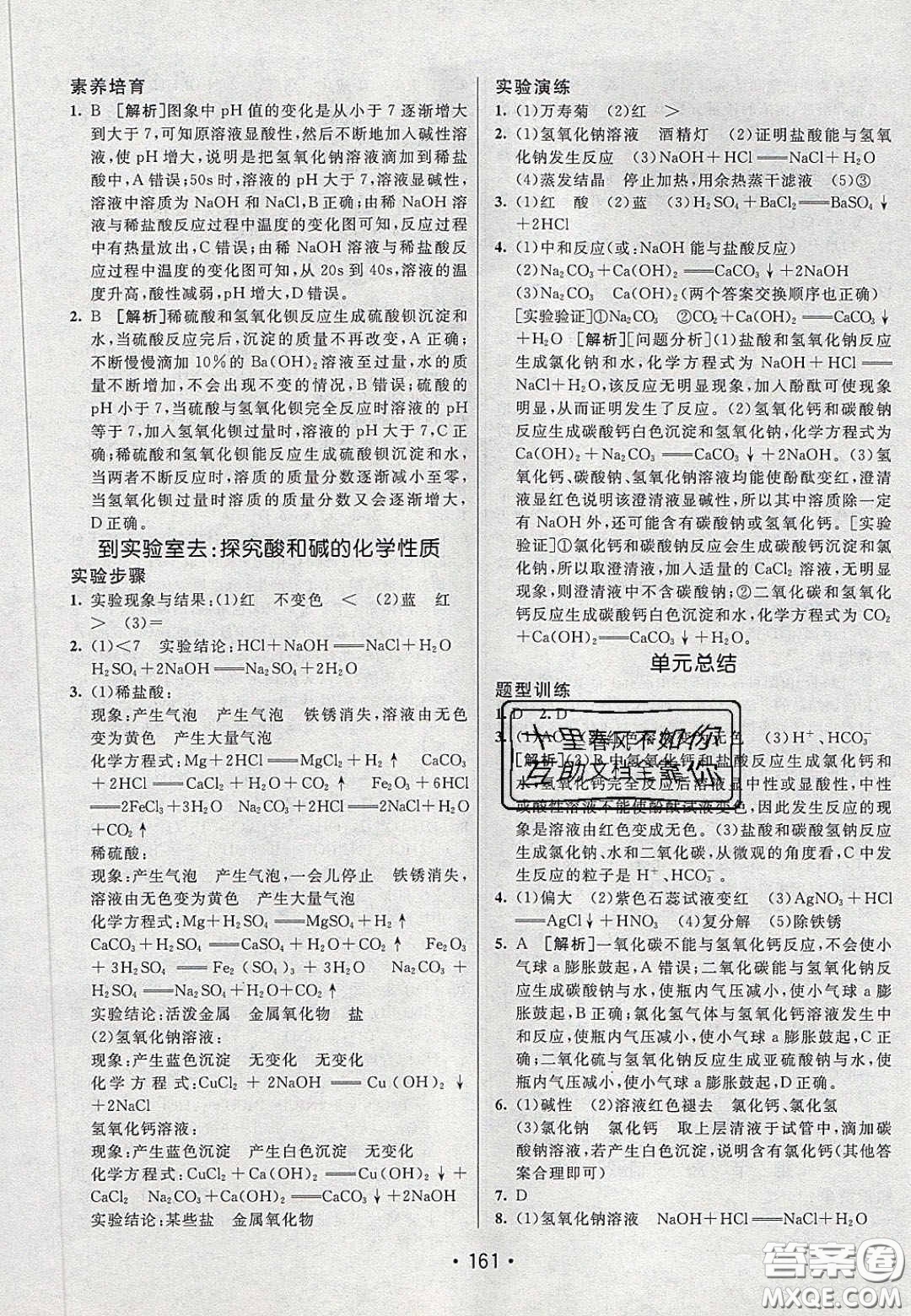 2020年同行學案學練測九年級化學下冊魯教版六三學制答案