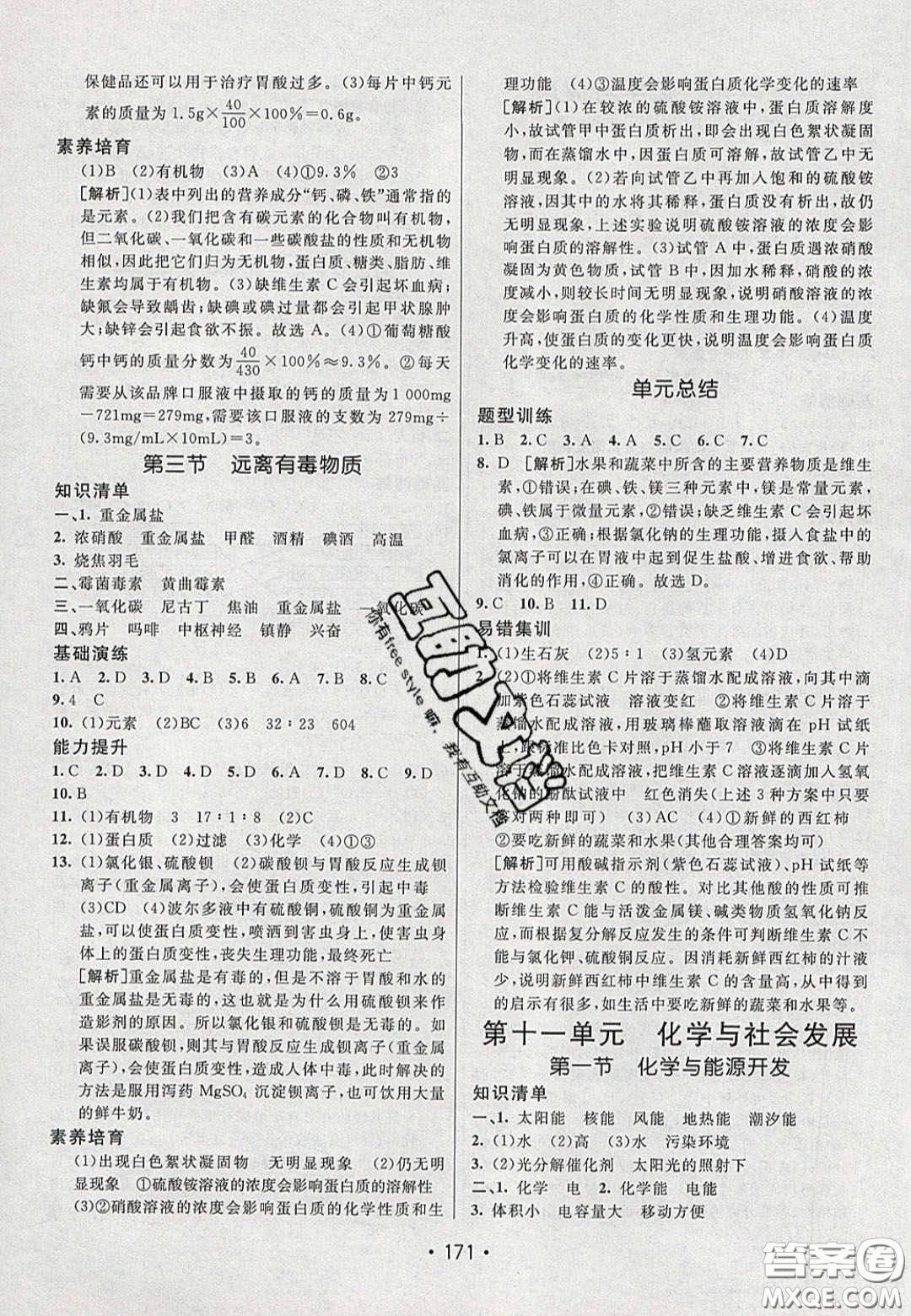 2020年同行學案學練測九年級化學下冊魯教版六三學制答案