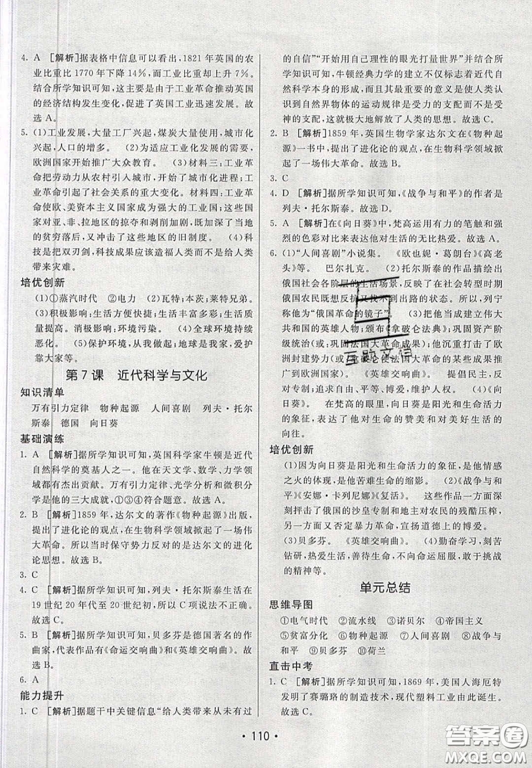 2020年同行學(xué)案學(xué)練測(cè)九年級(jí)歷史下冊(cè)人教版答案