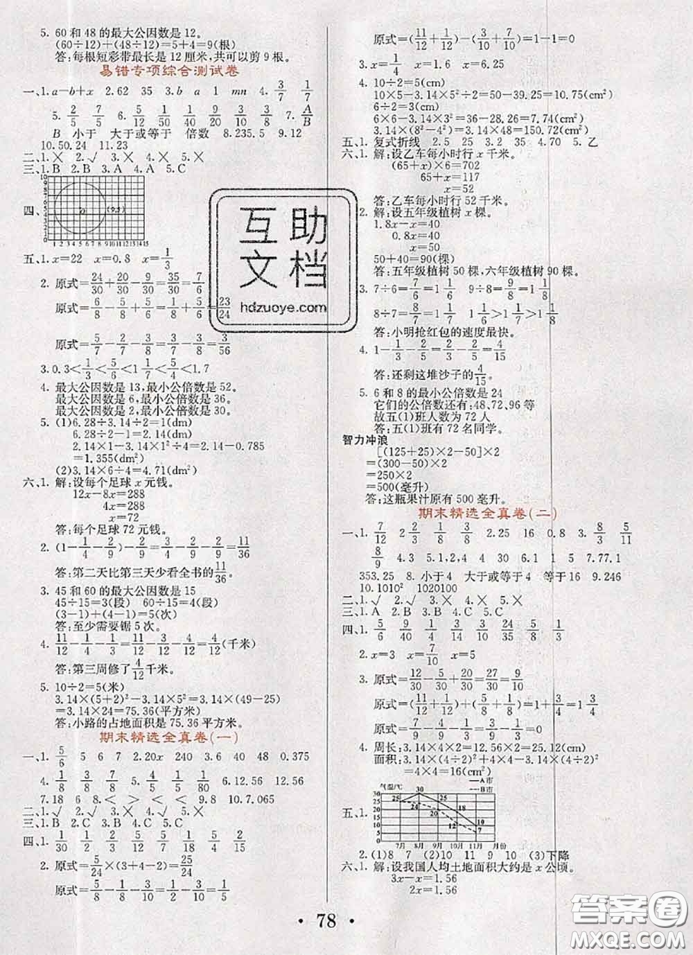 遼寧少年兒童出版社2020年名校名卷五年級數(shù)學(xué)下冊蘇教版答案