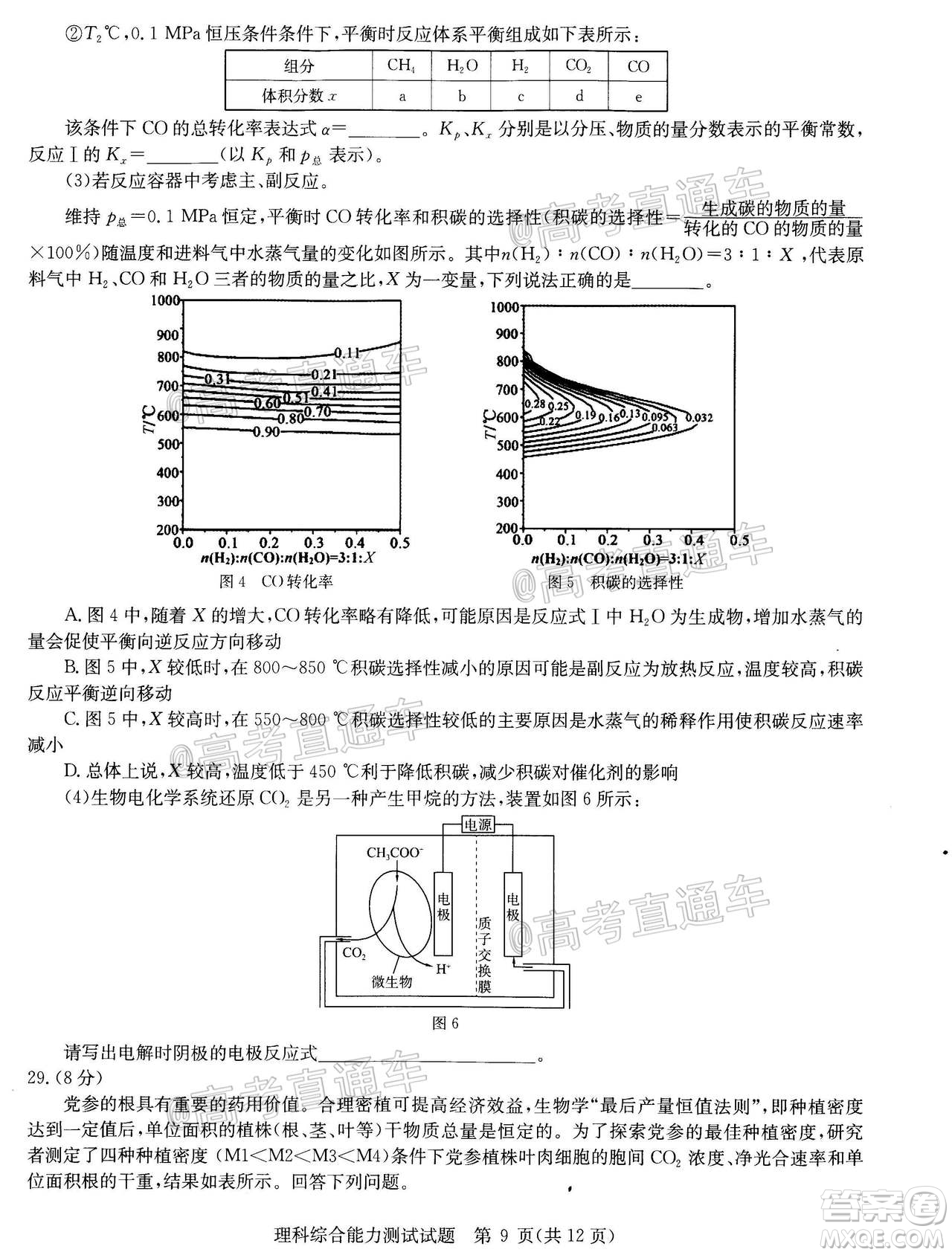 2020年華大新高考聯(lián)盟名校押題卷6月理科綜合試題及答案