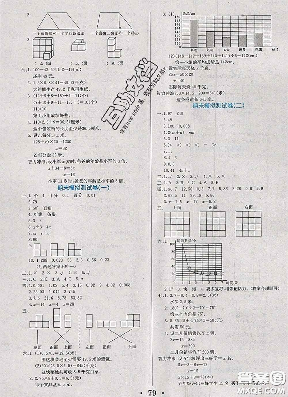 遼寧少年兒童出版社2020年名校名卷四年級(jí)數(shù)學(xué)下冊(cè)北師版答案