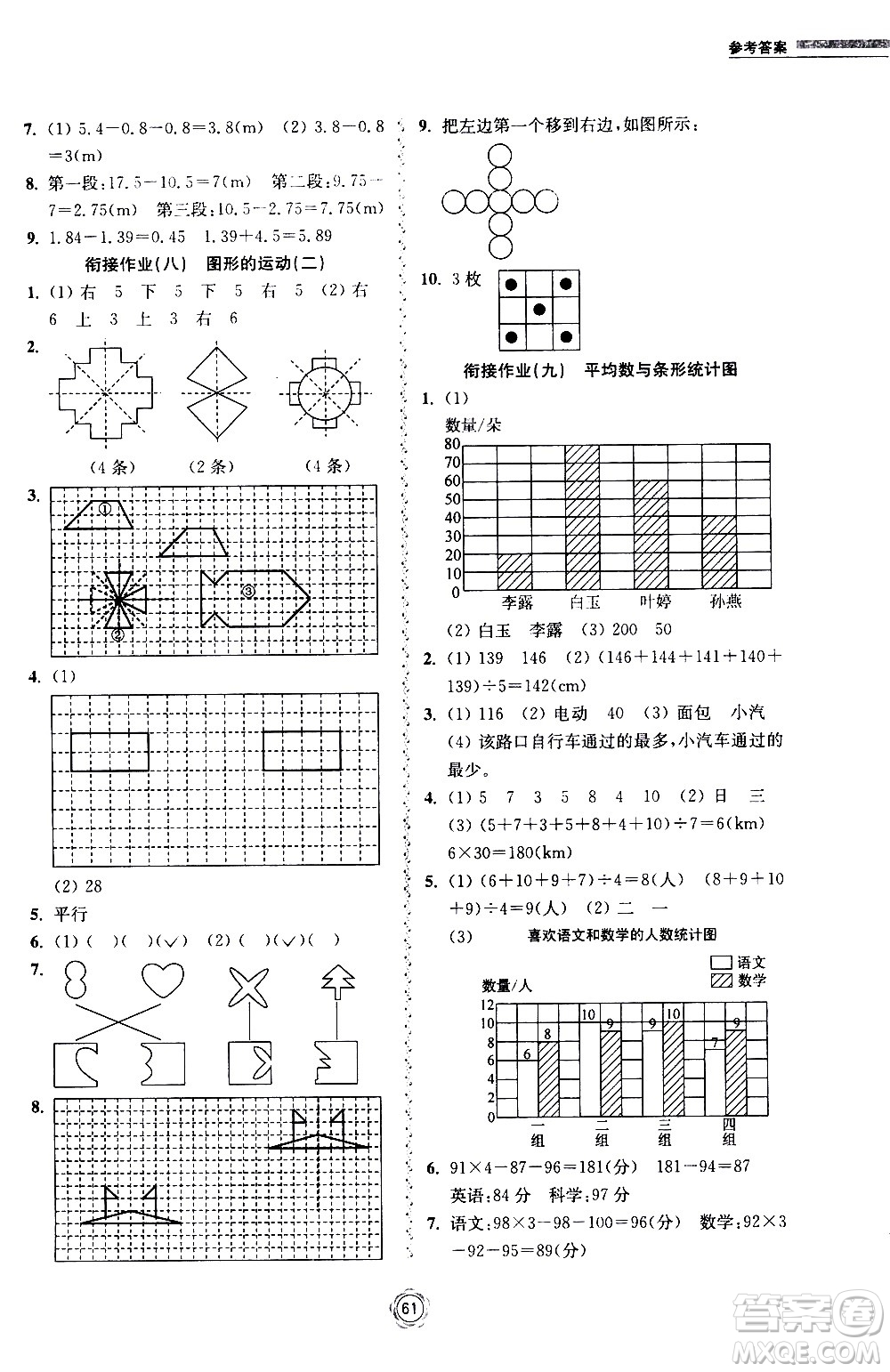 超能學(xué)典2020年暑假銜接作業(yè)本數(shù)學(xué)四升五年級全國版參考答案