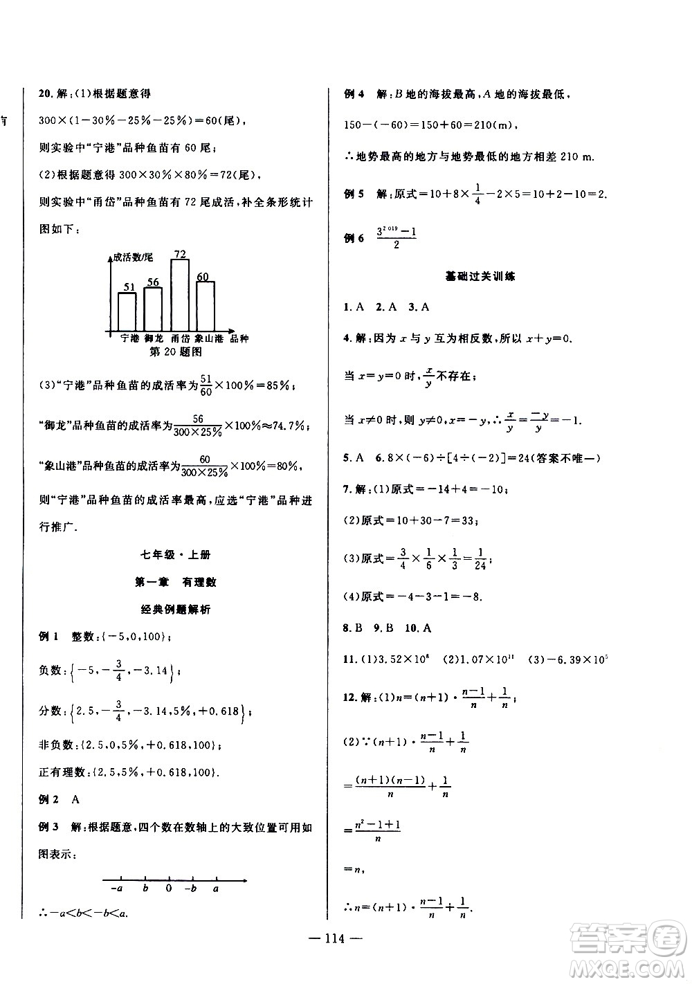 2020年假期總動員暑假必刷題數(shù)學(xué)七年級人教版參考答案