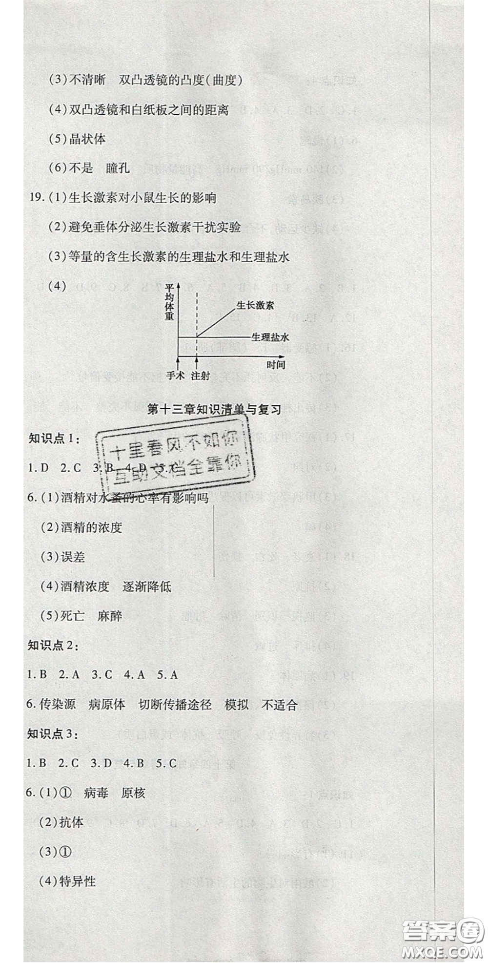 2020開心一卷通全優(yōu)大考卷七年級生物下冊北師大版答案