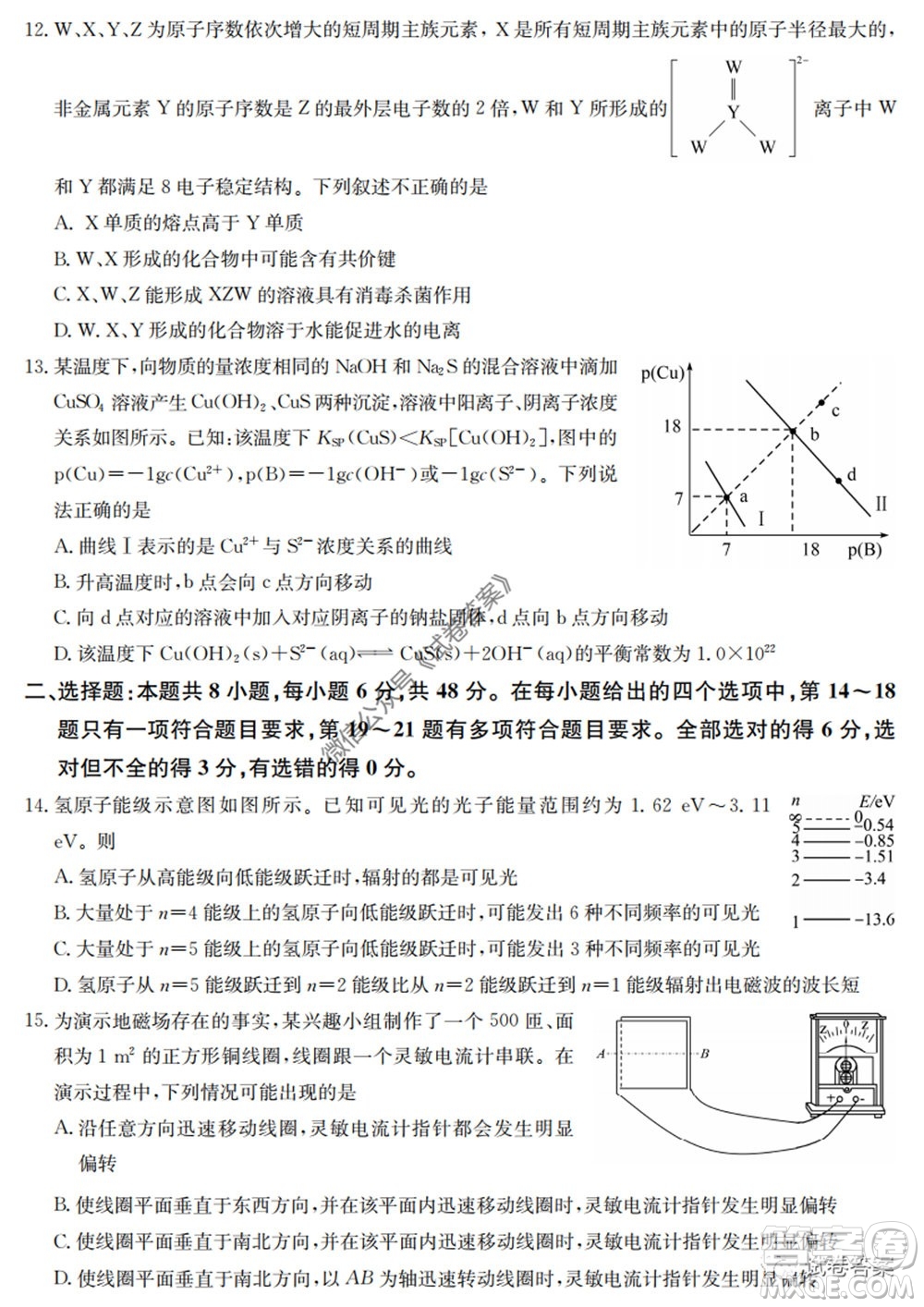 2020年高考全國卷考前沖刺演練精品密卷II理科綜合試題及答案