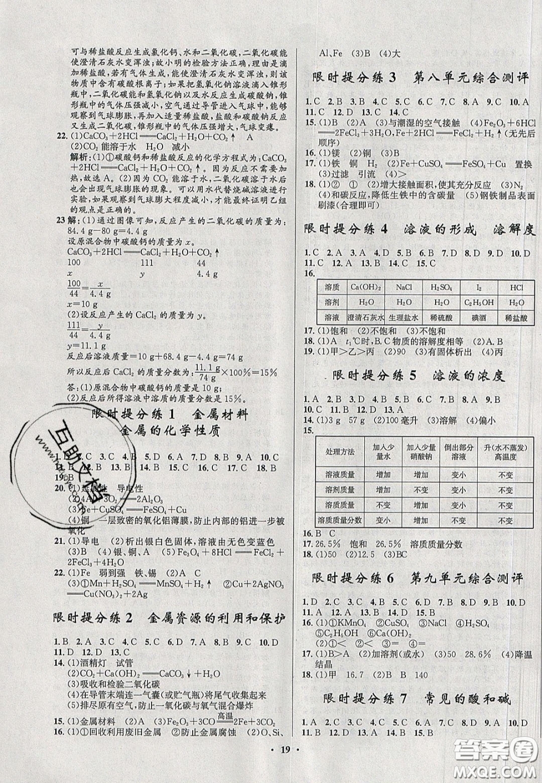 2020初中同步測(cè)控全優(yōu)設(shè)計(jì)一卷好題九年級(jí)化學(xué)下冊(cè)人教版答案