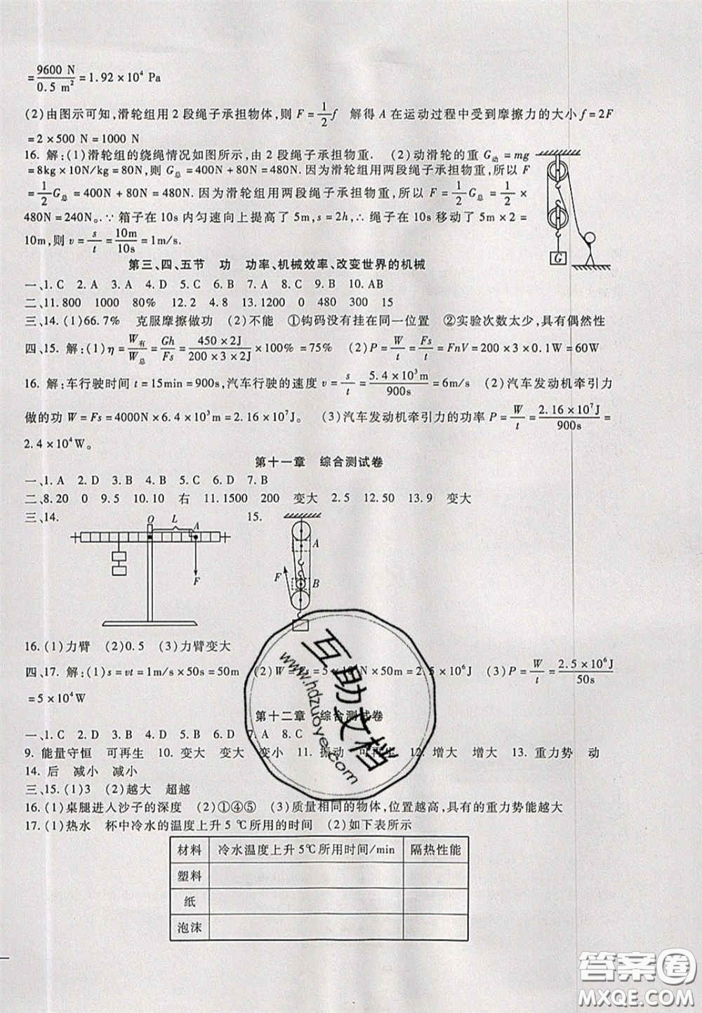 2020年華夏一卷通八年級物理下冊教科版答案