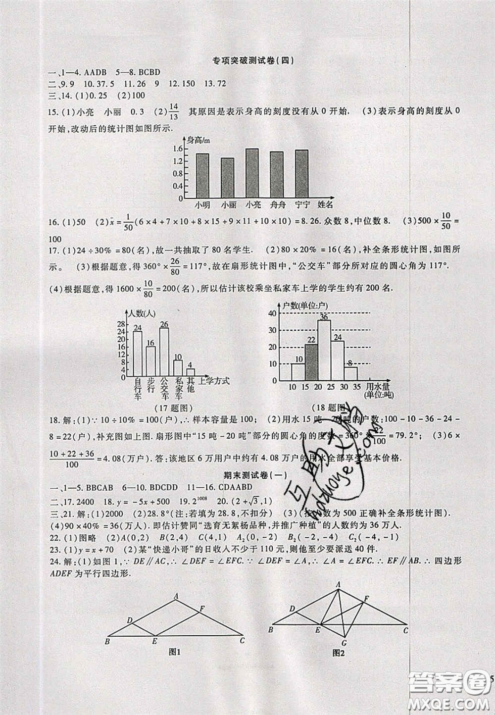 2020年華夏一卷通八年級數(shù)學(xué)下冊冀教版答案