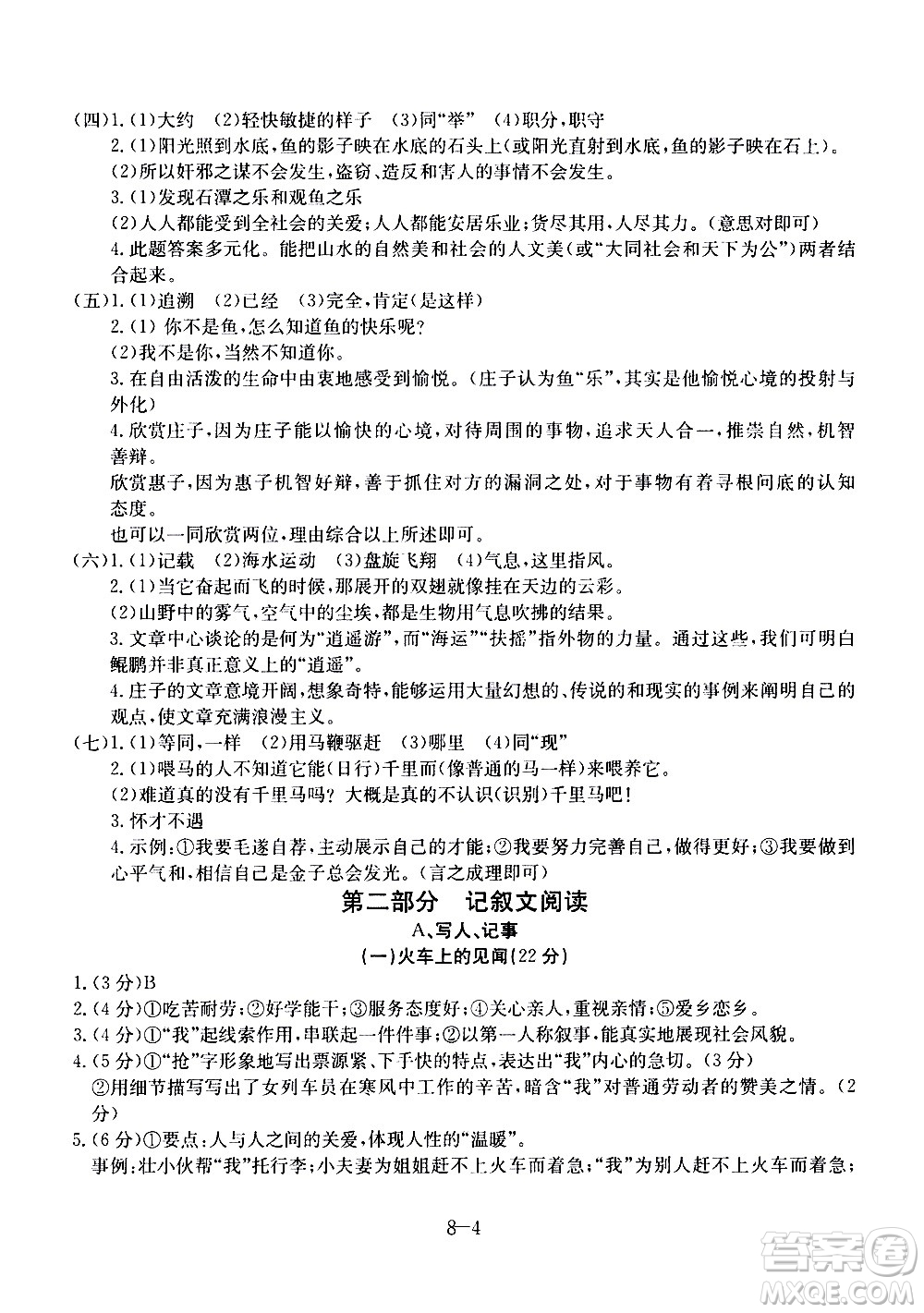 合肥工業(yè)大學(xué)出版社2020年暑假作業(yè)升級版假期沖浪語文八年級參考答案