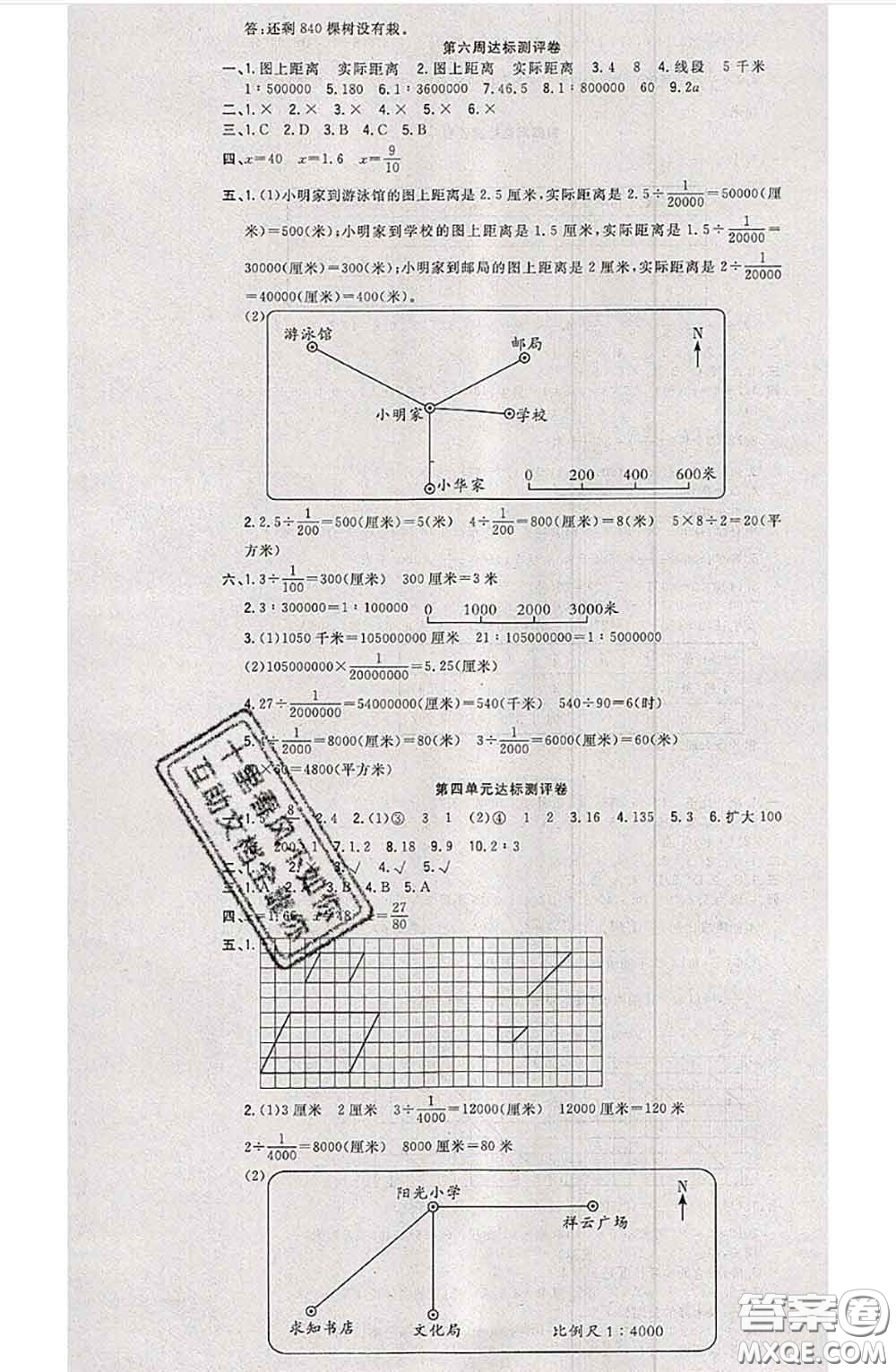 南方出版社2020狀元大考卷六年級數(shù)學下冊蘇教版答案