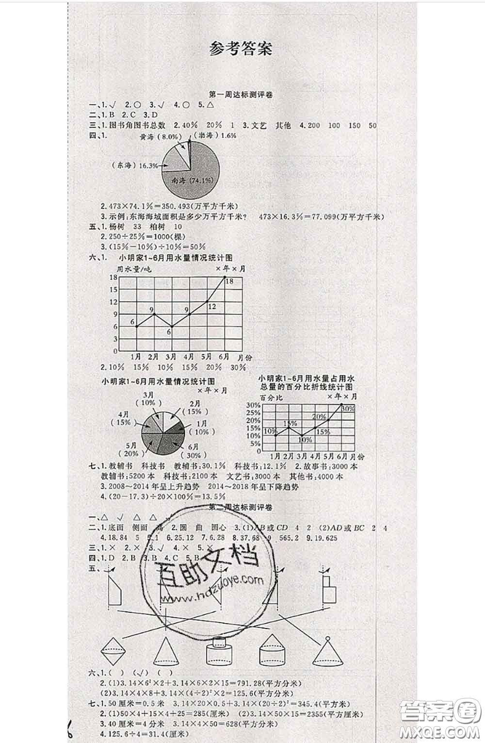 南方出版社2020狀元大考卷六年級數(shù)學下冊蘇教版答案