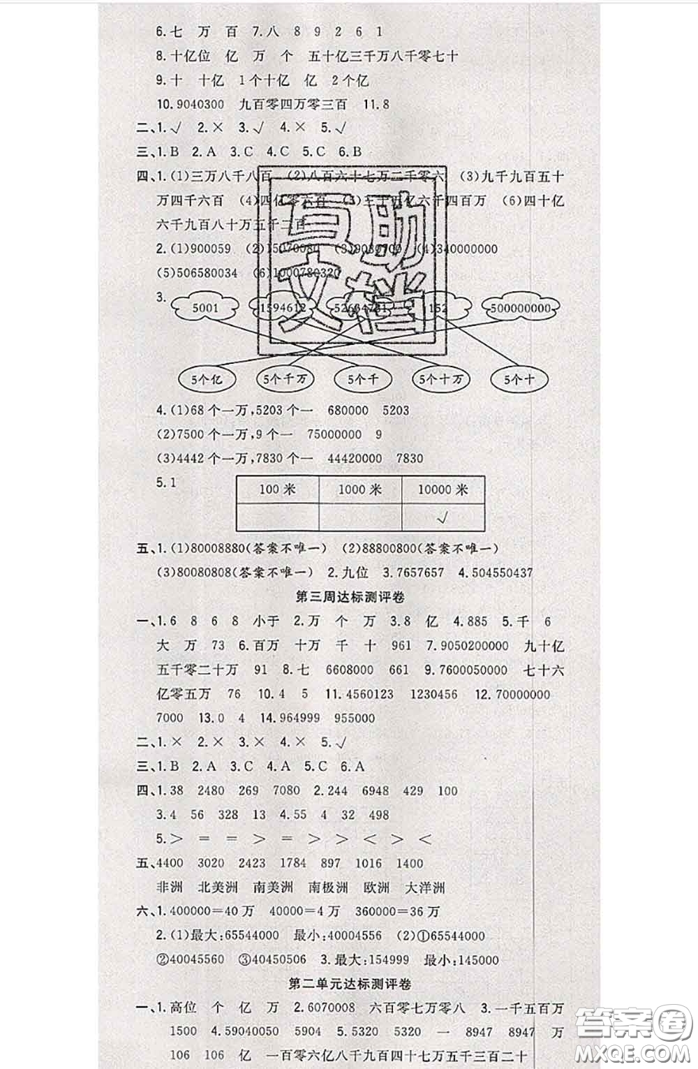 南方出版社2020狀元大考卷四年級數(shù)學(xué)下冊蘇教版答案