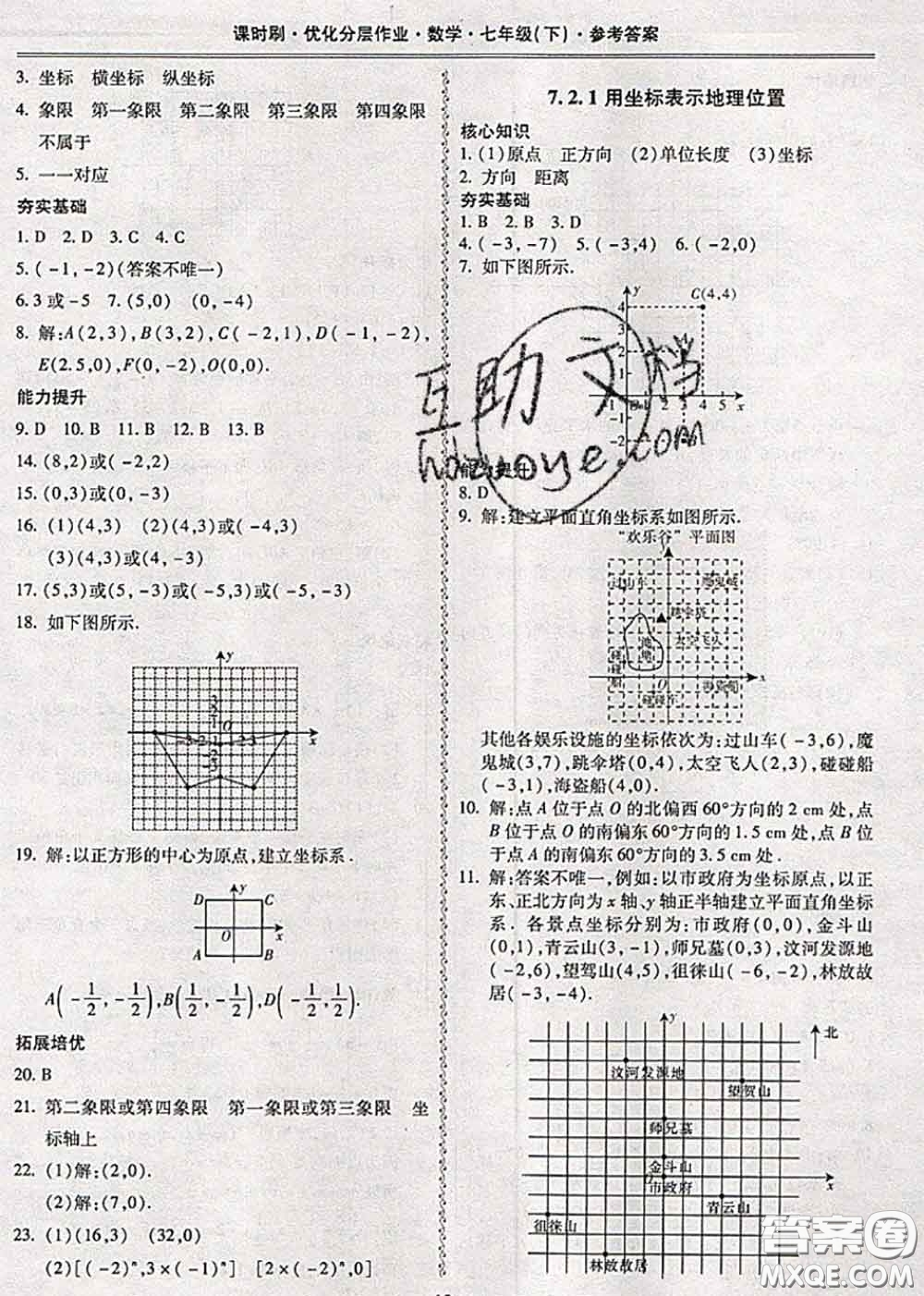 2020年課時(shí)刷優(yōu)化分層作業(yè)七年級(jí)數(shù)學(xué)下冊(cè)人教版答案