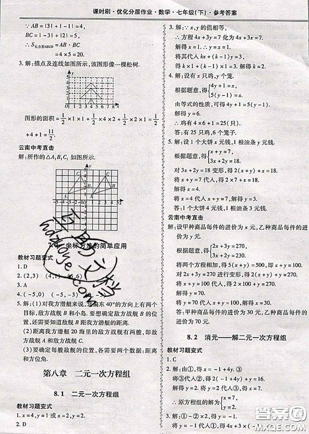 2020年課時(shí)刷優(yōu)化分層作業(yè)七年級(jí)數(shù)學(xué)下冊(cè)人教版答案