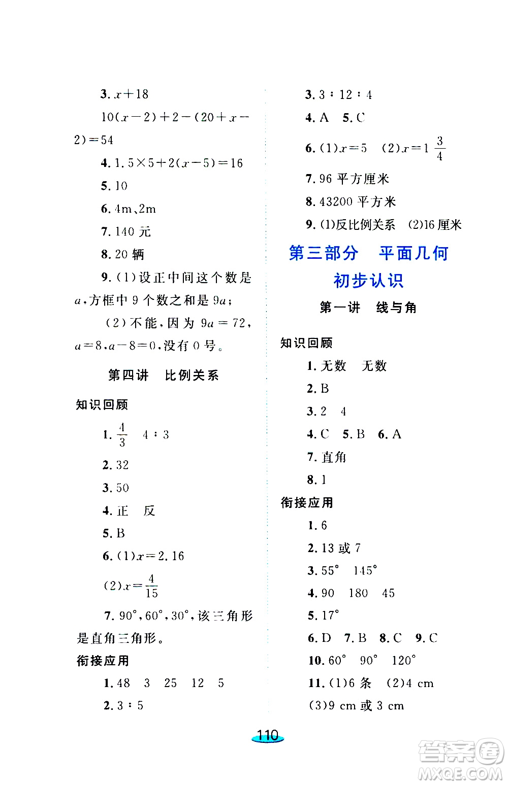 上海大學(xué)出版社2020年鐘書金牌小升初銜接教材數(shù)學(xué)參考答案