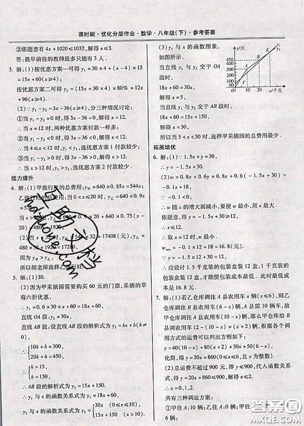 2020年課時(shí)刷優(yōu)化分層作業(yè)八年級(jí)數(shù)學(xué)下冊(cè)人教版答案