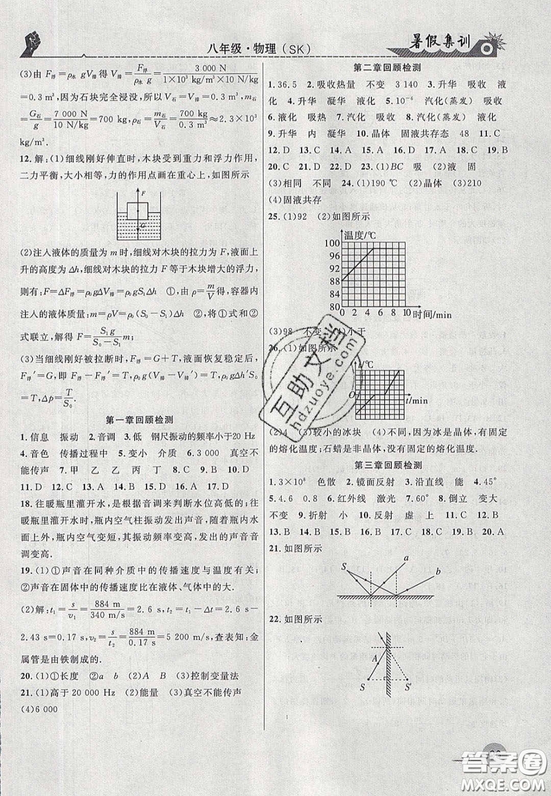 合肥工業(yè)大學(xué)出版社2020暑假集訓(xùn)八年級物理蘇科版答案