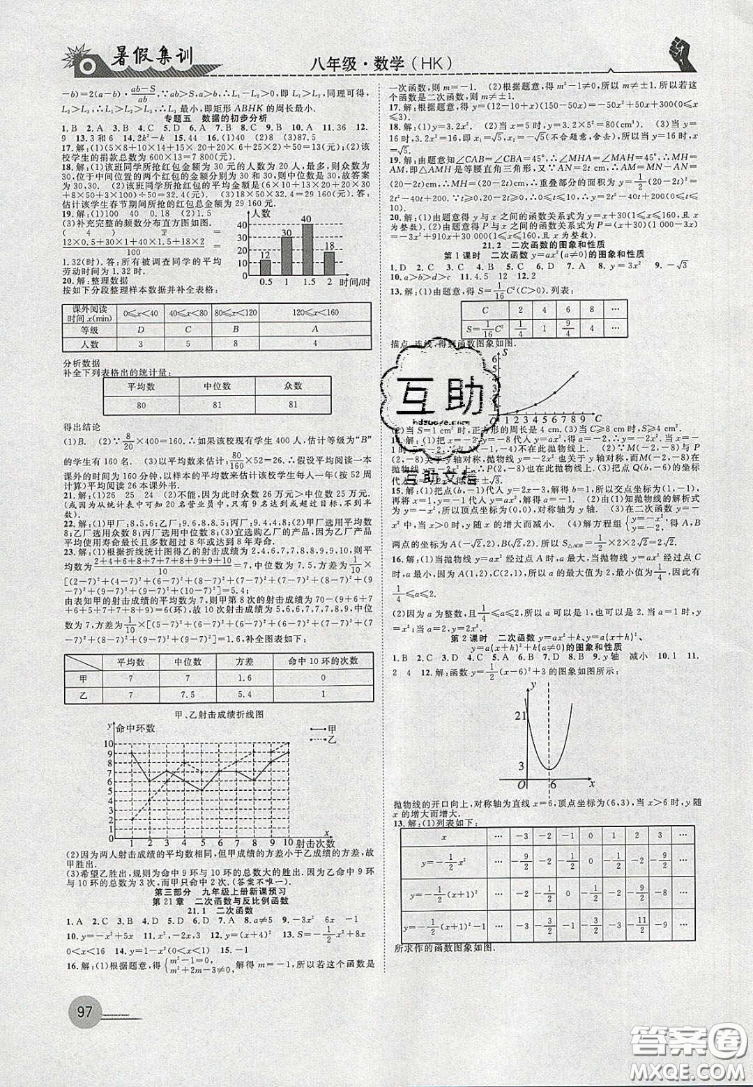 合肥工業(yè)大學(xué)出版社2020暑假集訓(xùn)八年級數(shù)學(xué)滬科版答案