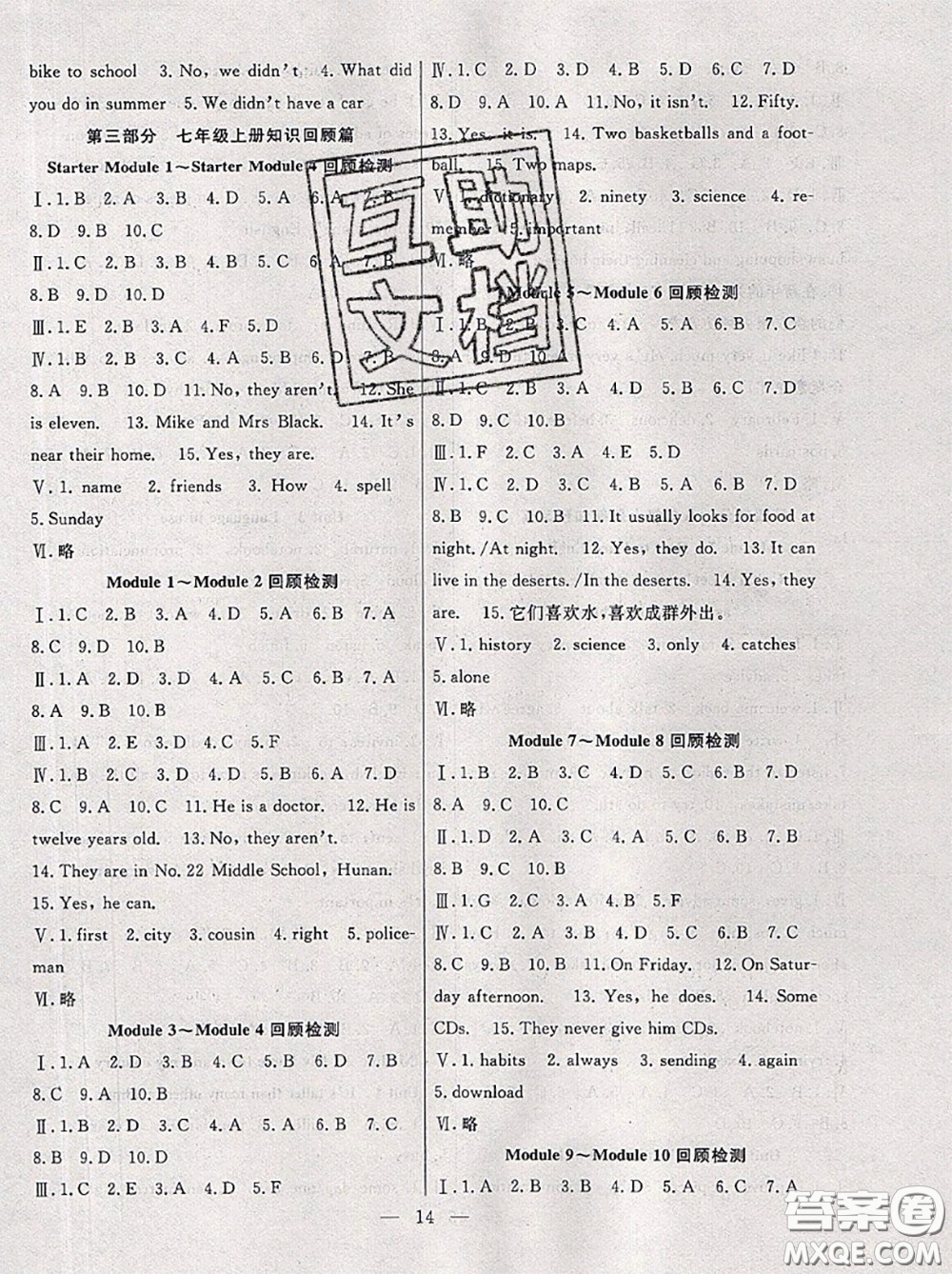 合肥工業(yè)大學(xué)出版社2020年暑假總動(dòng)員七年級(jí)英語(yǔ)外研版答案