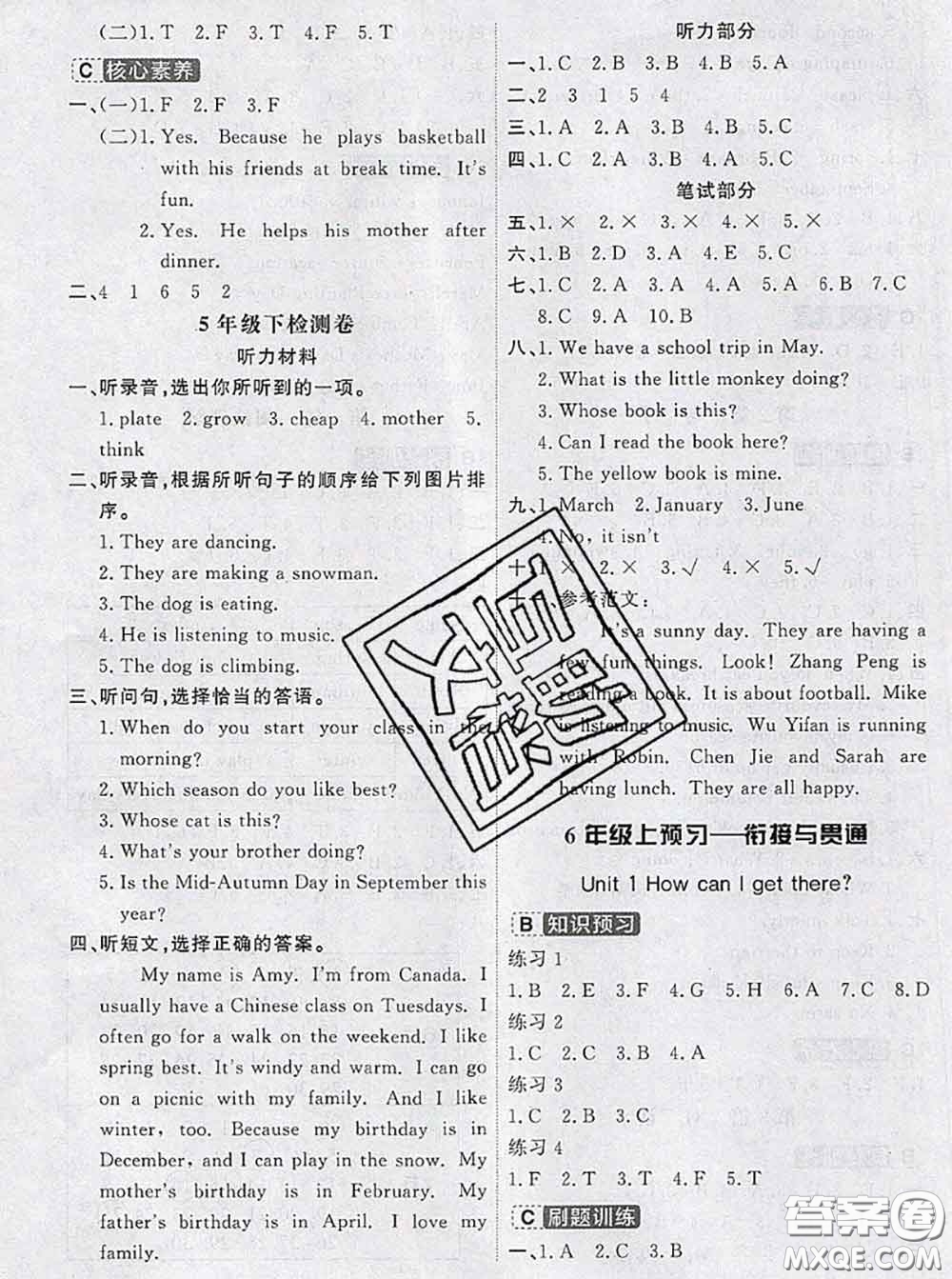 寧波出版社2020新版名師派暑假銜接五升六英語(yǔ)答案