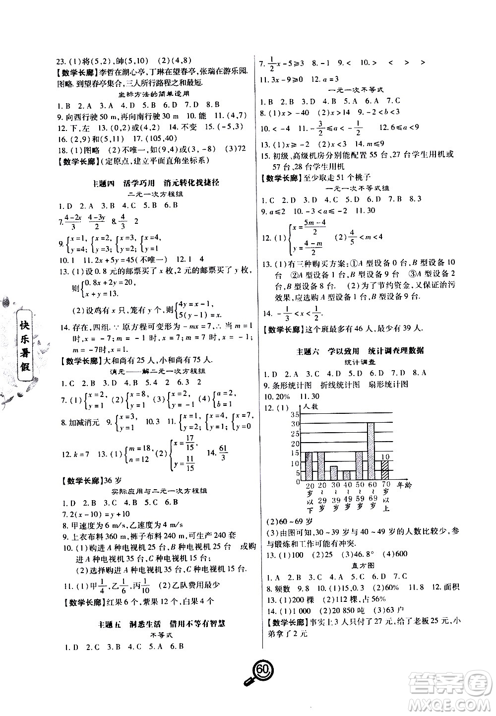 2020年Happy暑假作業(yè)快樂(lè)暑假數(shù)學(xué)七年級(jí)參考答案