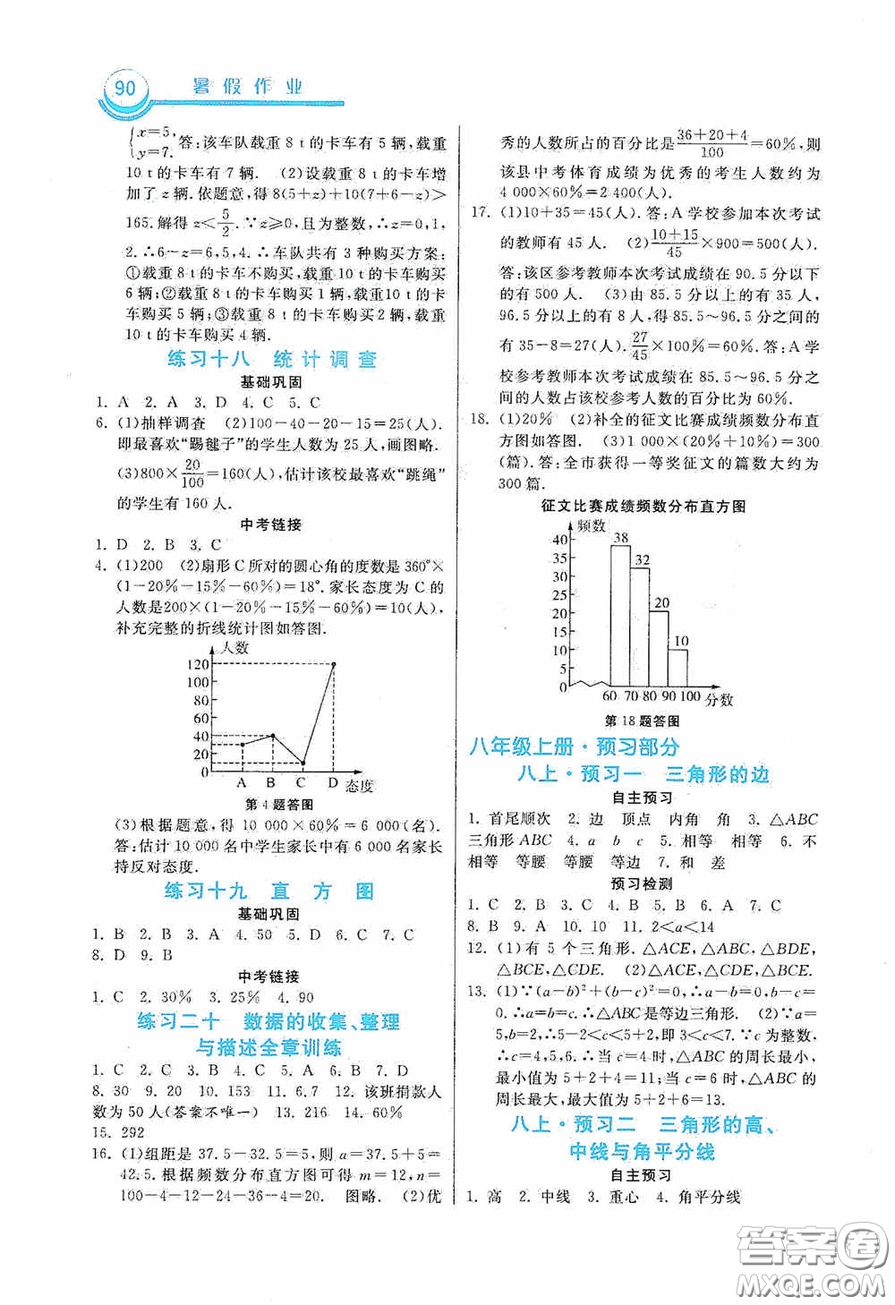 河北美術(shù)出版社2020暑假作業(yè)七年級數(shù)學(xué)答案