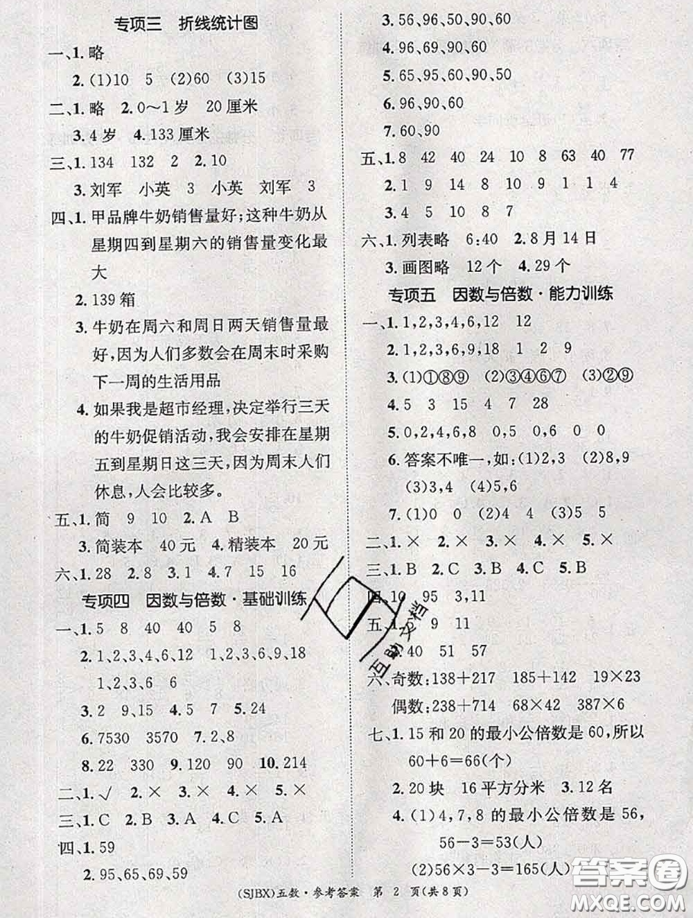 長(zhǎng)江出版社2020年優(yōu)生樂(lè)園學(xué)期總復(fù)習(xí)暑假五年級(jí)數(shù)學(xué)蘇教版答案