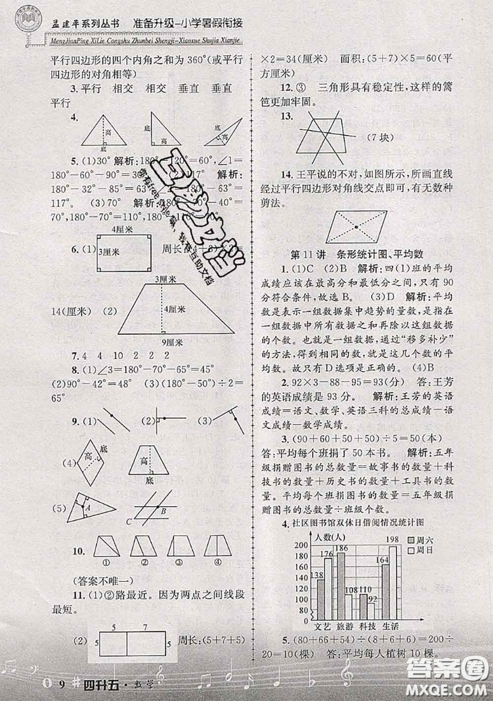 2020年孟建平準備升級小學暑假銜接四升五數(shù)學人教版答案