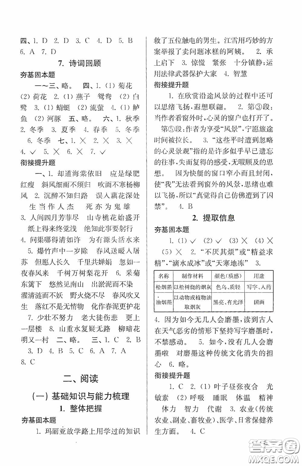 南京大學(xué)出版社2020南大勵(lì)學(xué)搶先起跑暑假銜接教程小升初語(yǔ)文第3版答案